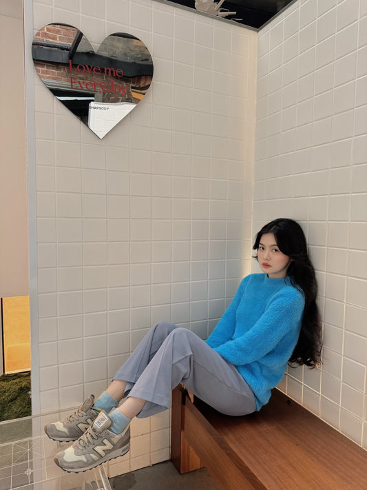 KOREA FLUFFY BLUE SWEATER