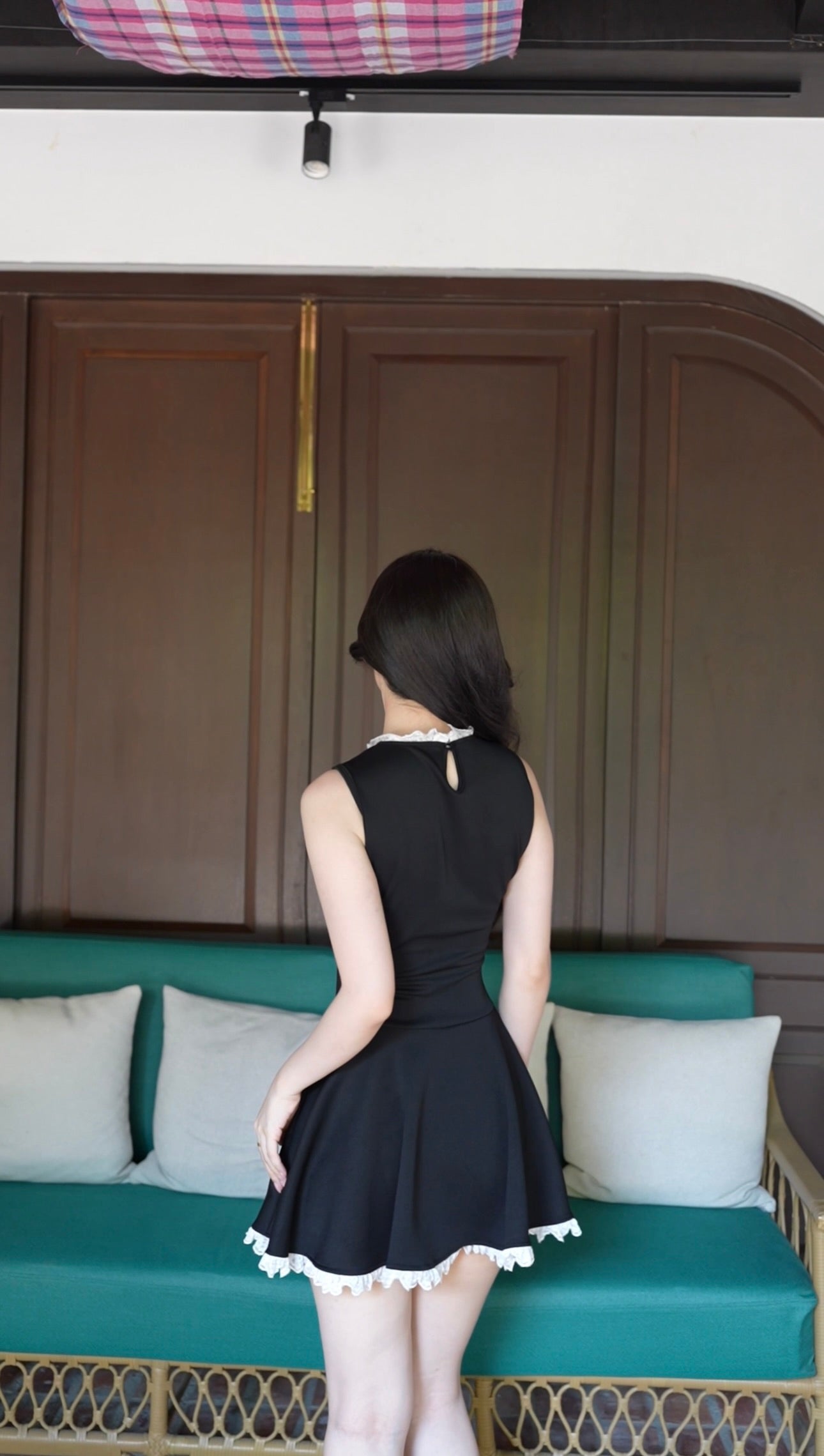 BLACK FRENCH RUFFLED DRESS