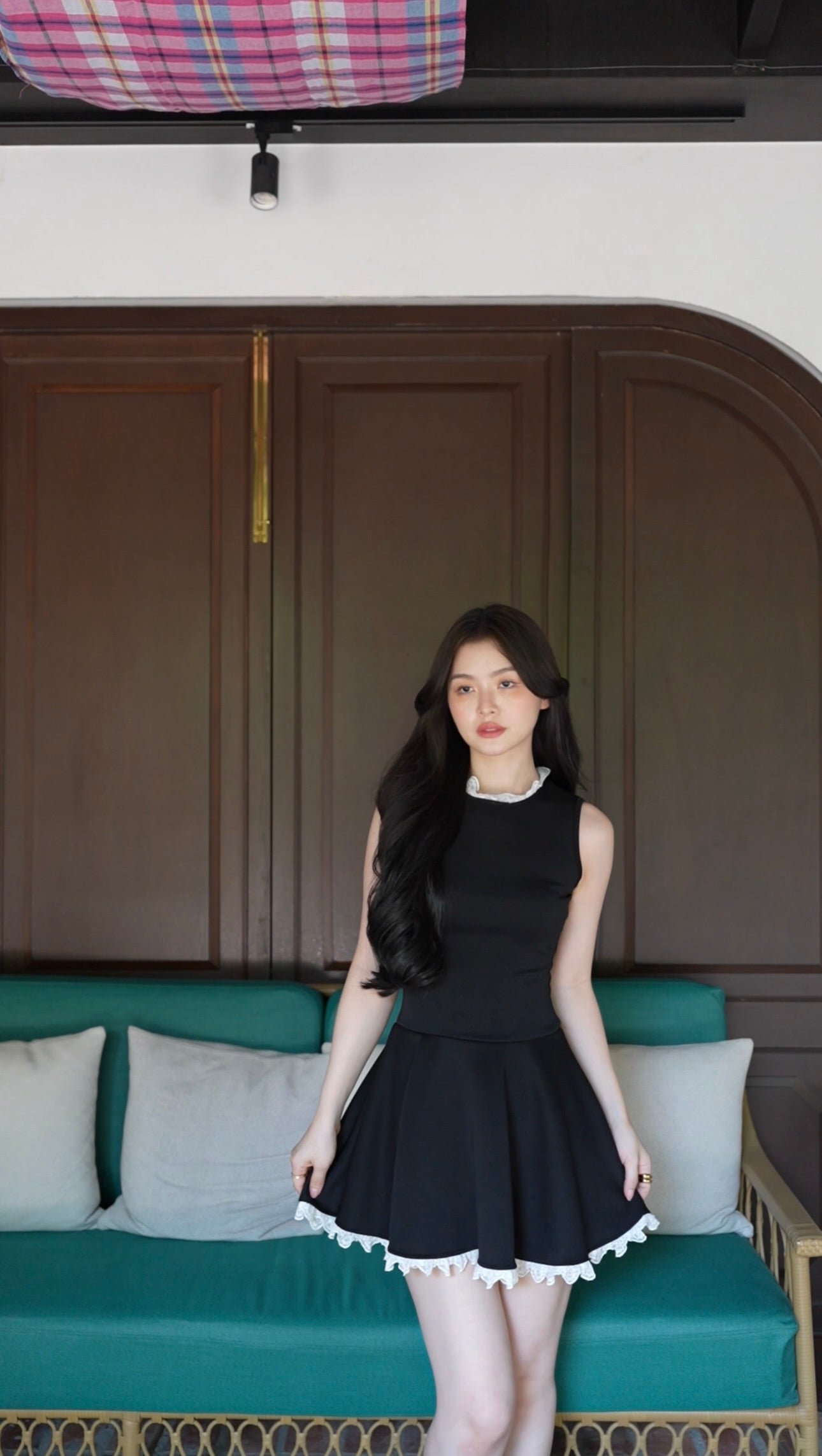 BLACK FRENCH RUFFLED DRESS