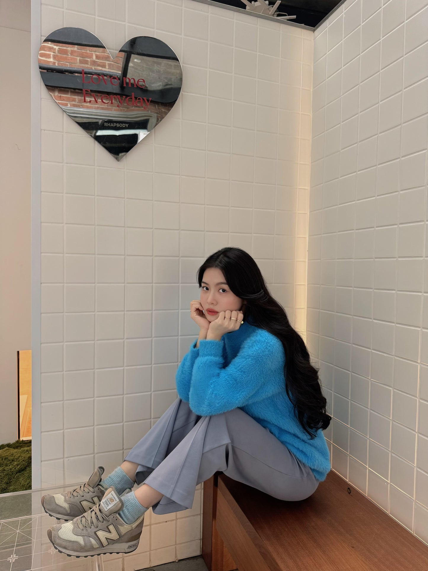 KOREA FLUFFY BLUE SWEATER