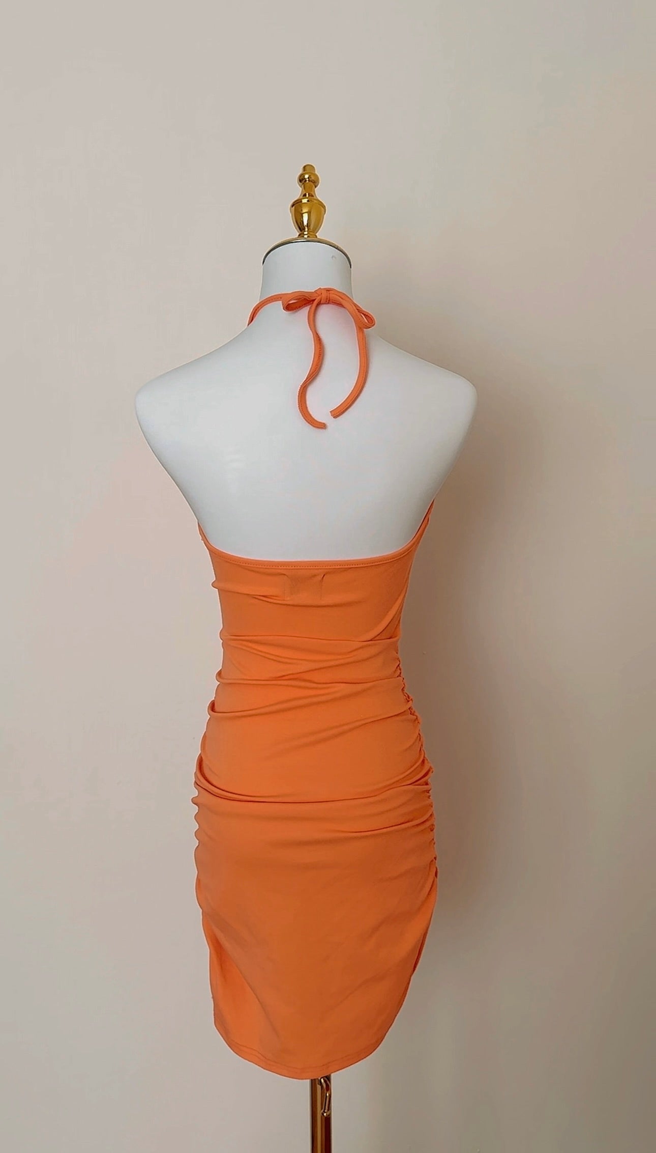ORANGE HALTER NECK DRESS
