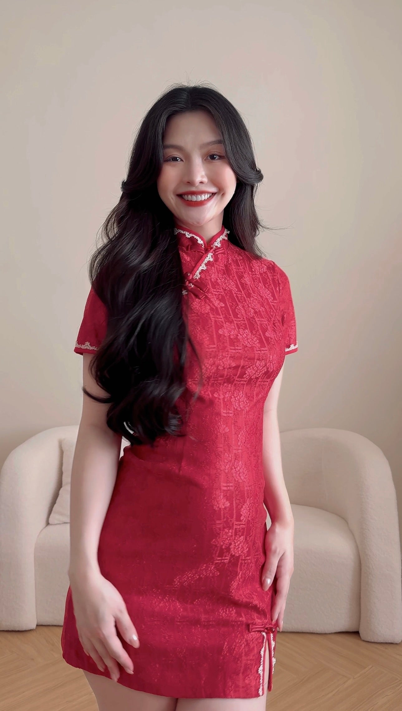 MERLOT ALLURE LACE CHEONGSAM