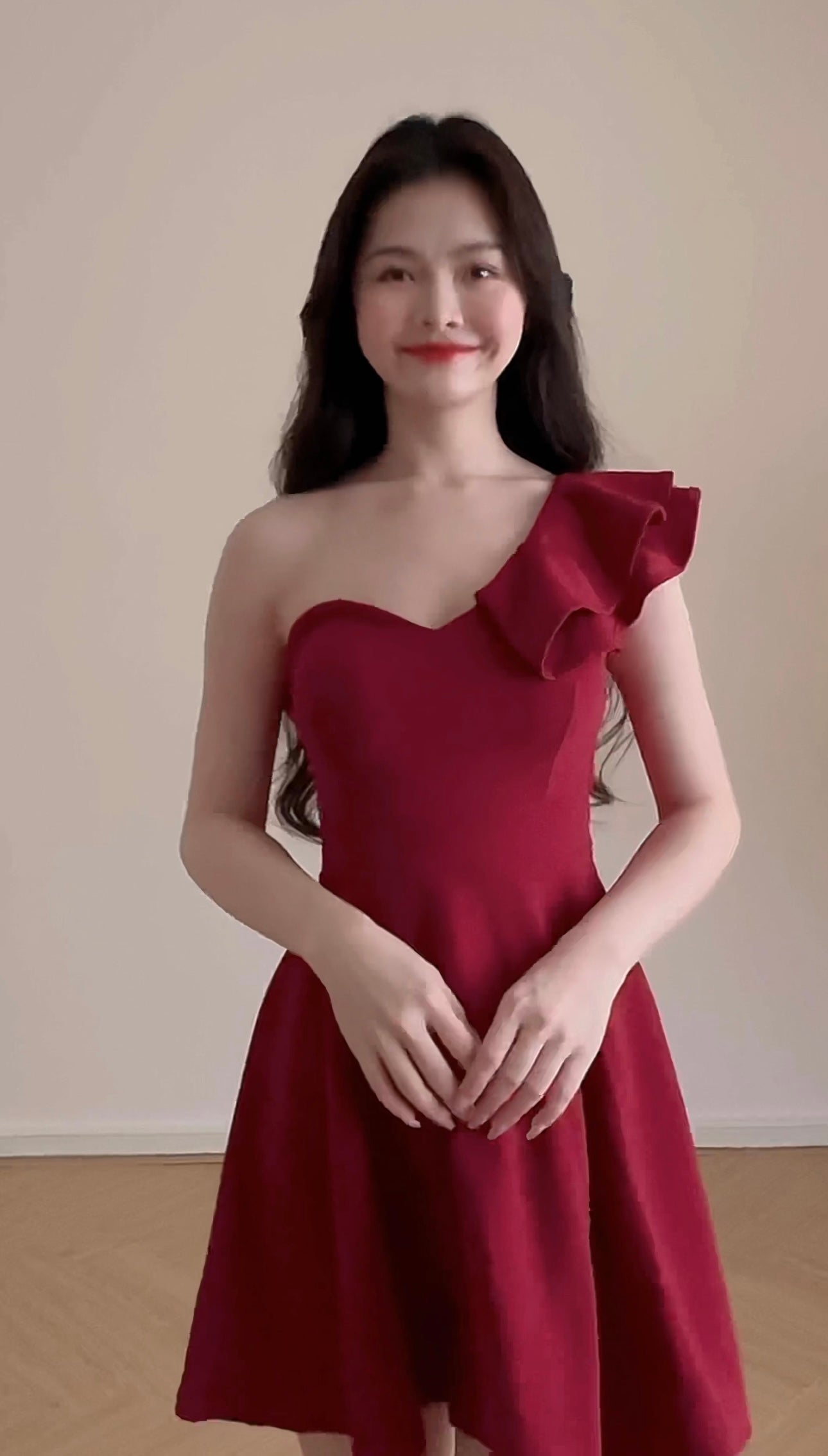 ONE SHOULDER RUFFLED DRESS