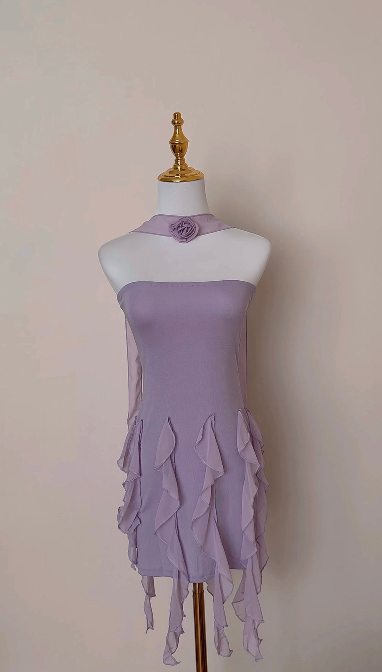 ROSE RUFFLED TUBE DRESS