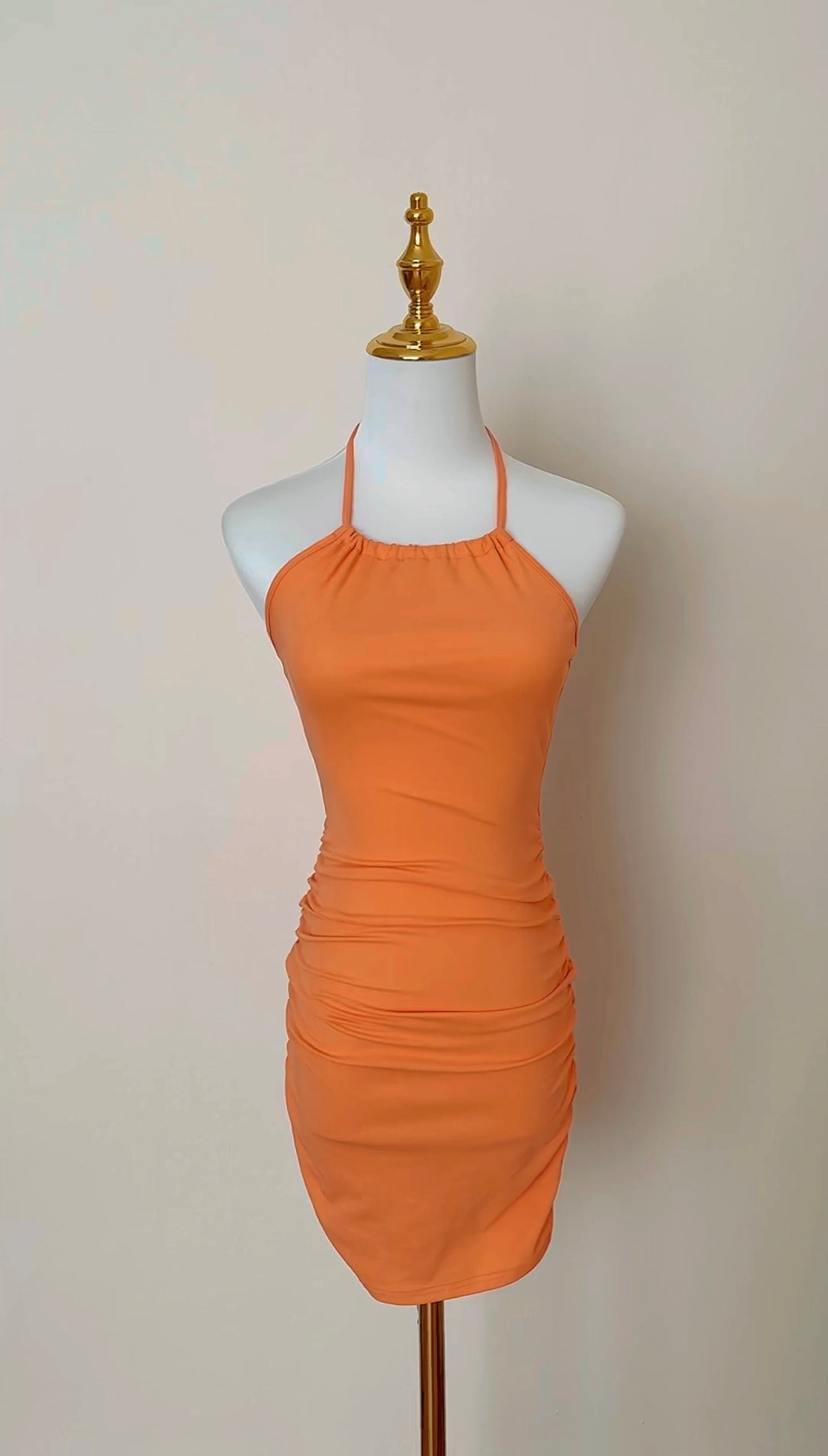 ORANGE HALTER NECK DRESS