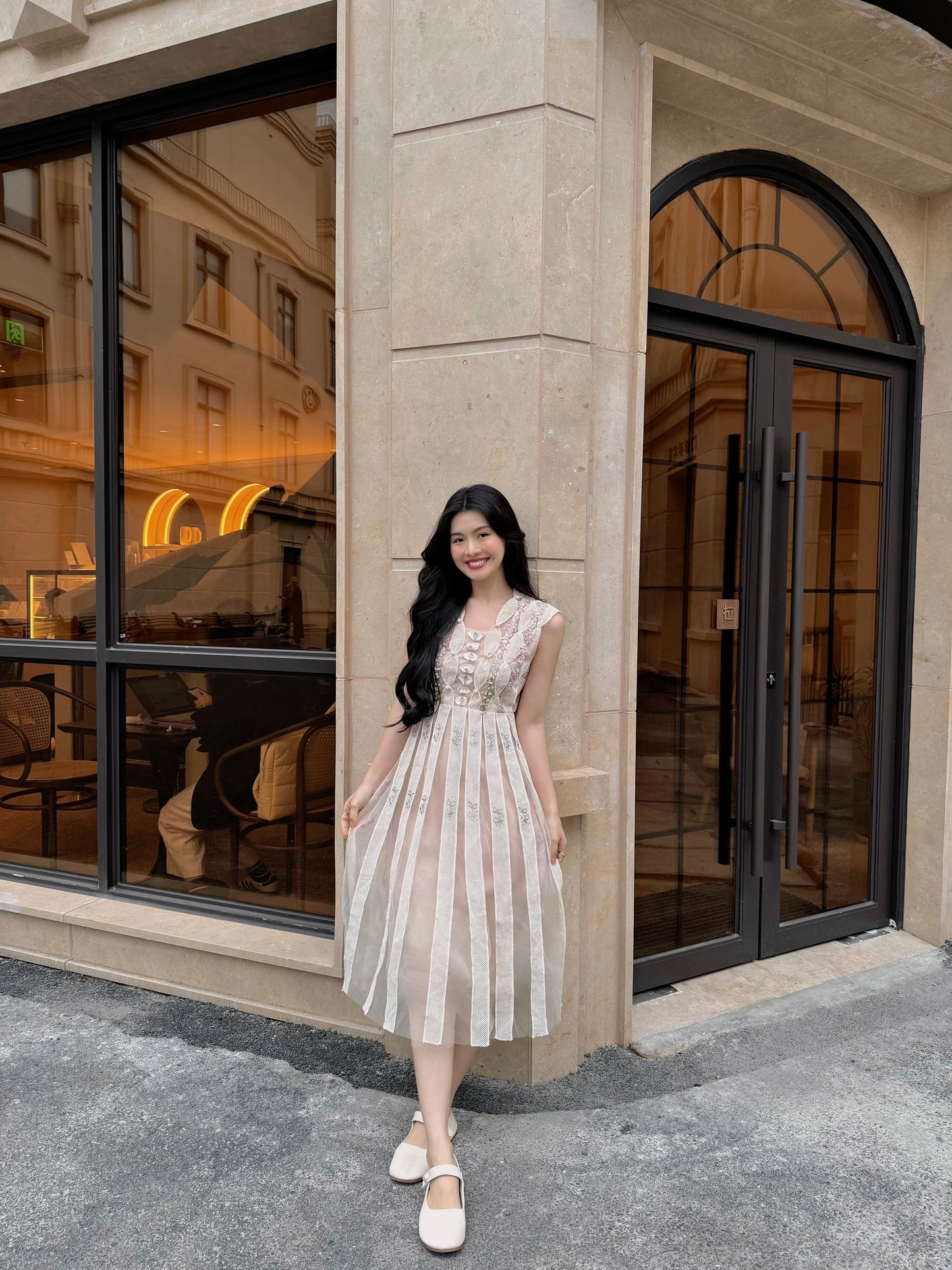CROCHET FLORAL MIDI DRESS