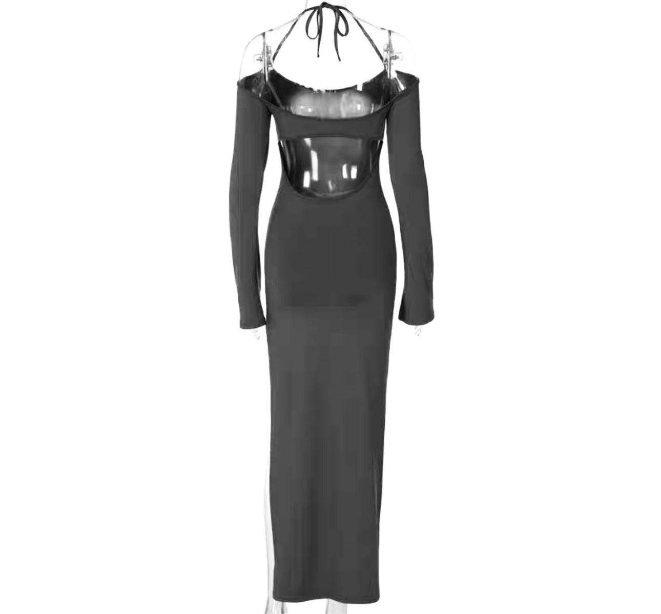 SLIT BACKLESS LONG DRESS