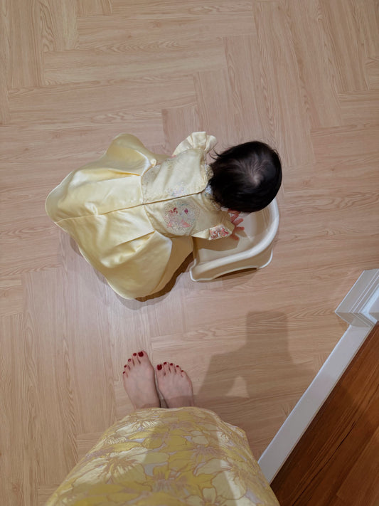 YELLOW PRINTED EMBROIDERED BABY CHEONGSAM BCSC003