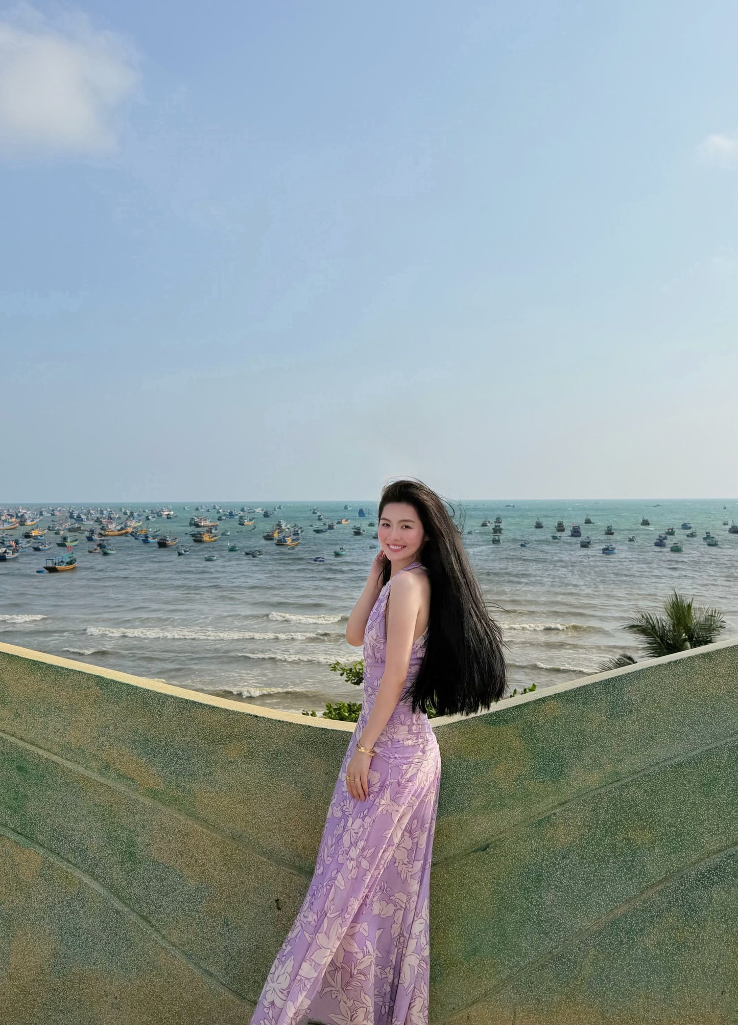 PURPLE FLORAL PRINT MAXI DRESS