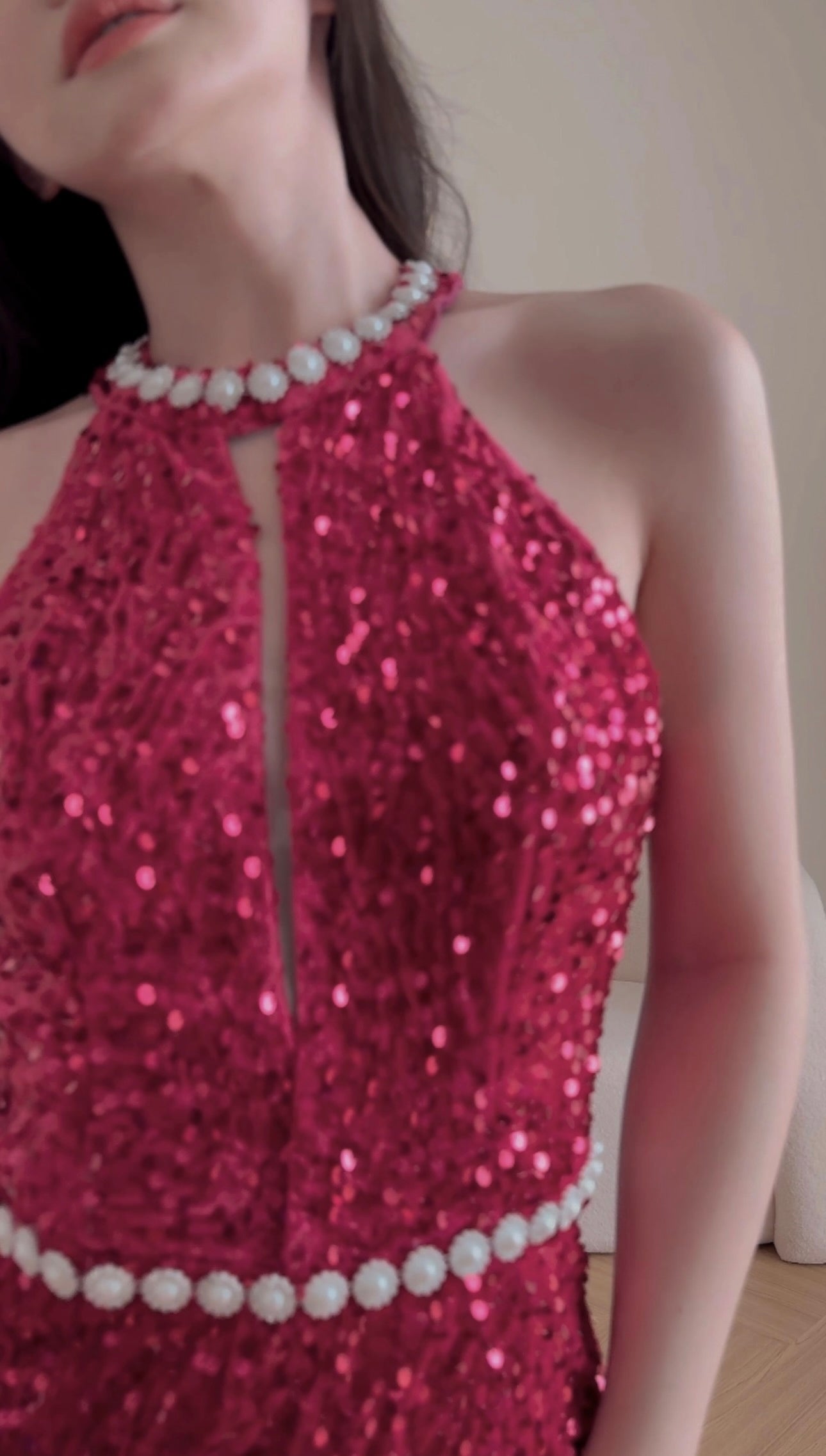 ROSE RED SEQUINNED DRESS