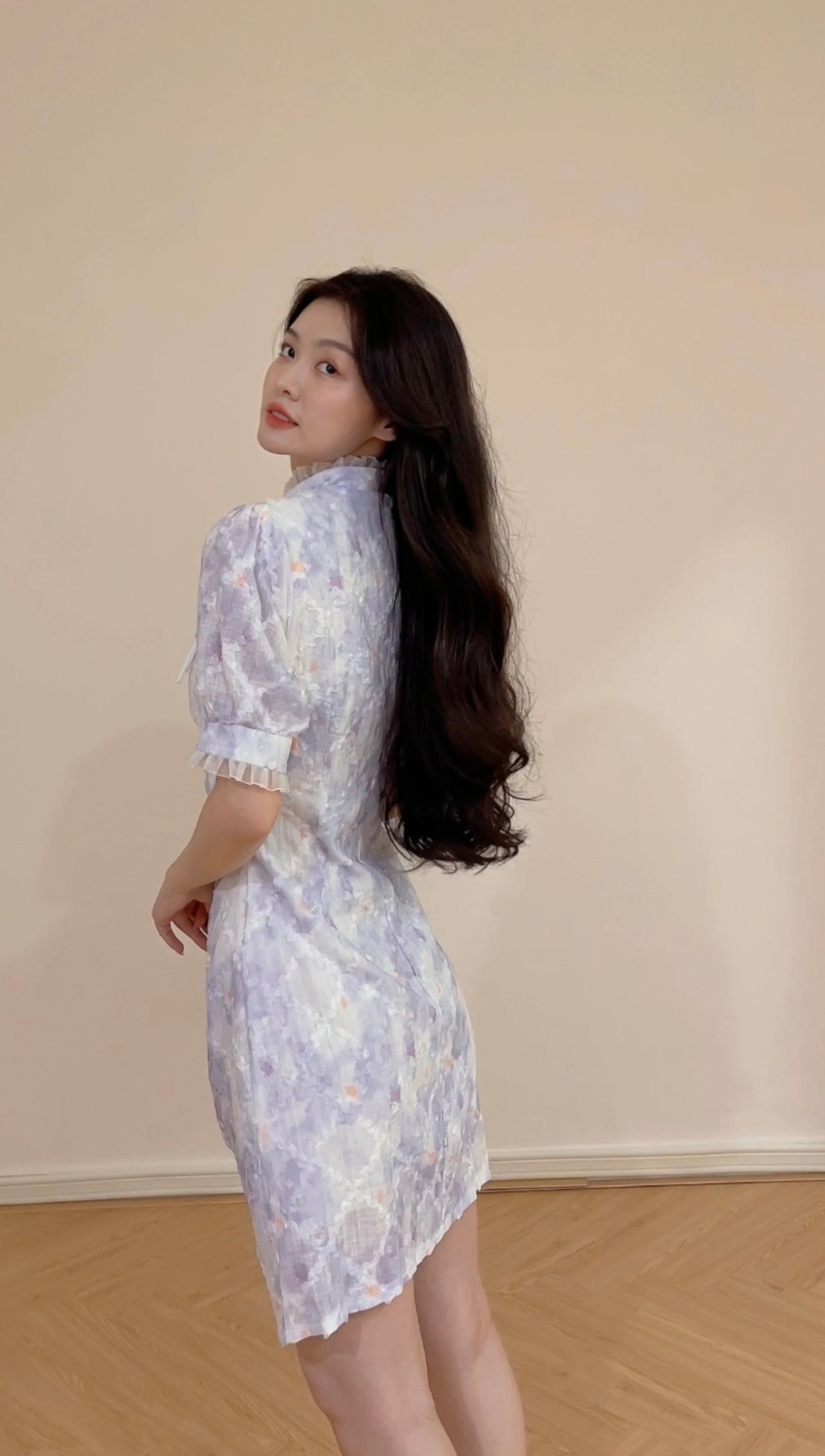 PEARL PURPLE LACE CHEONGSAM