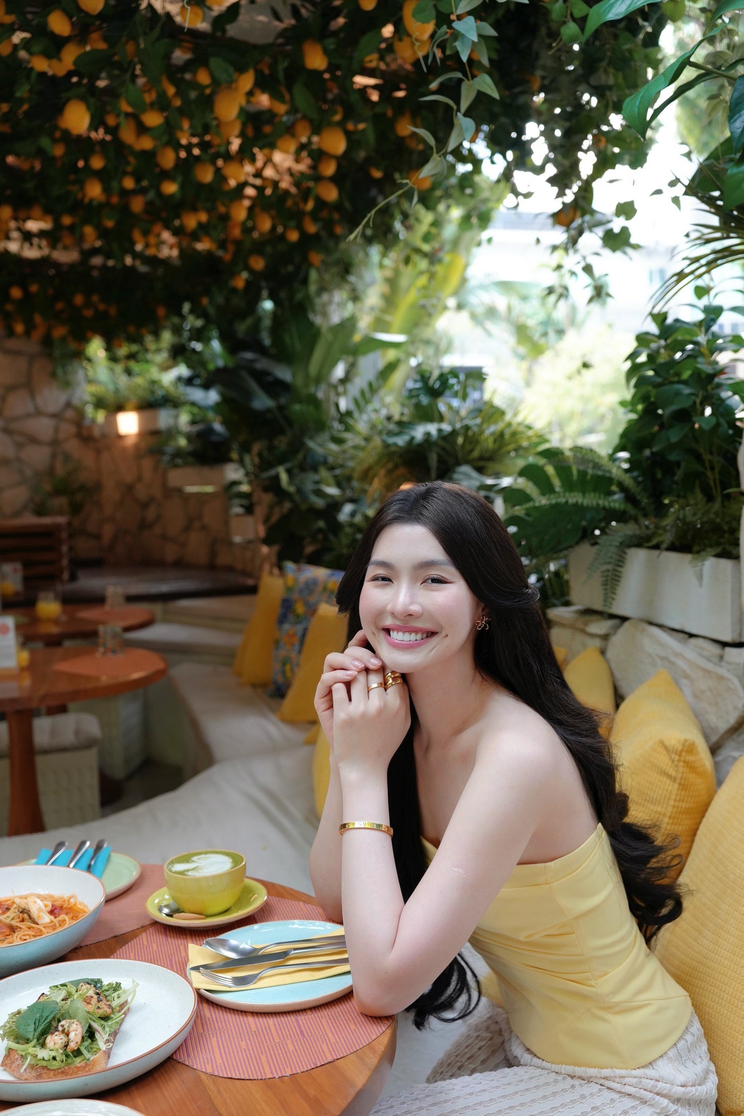 LEMON YELLOW ASYMMETRIC STRAPLESS TOP