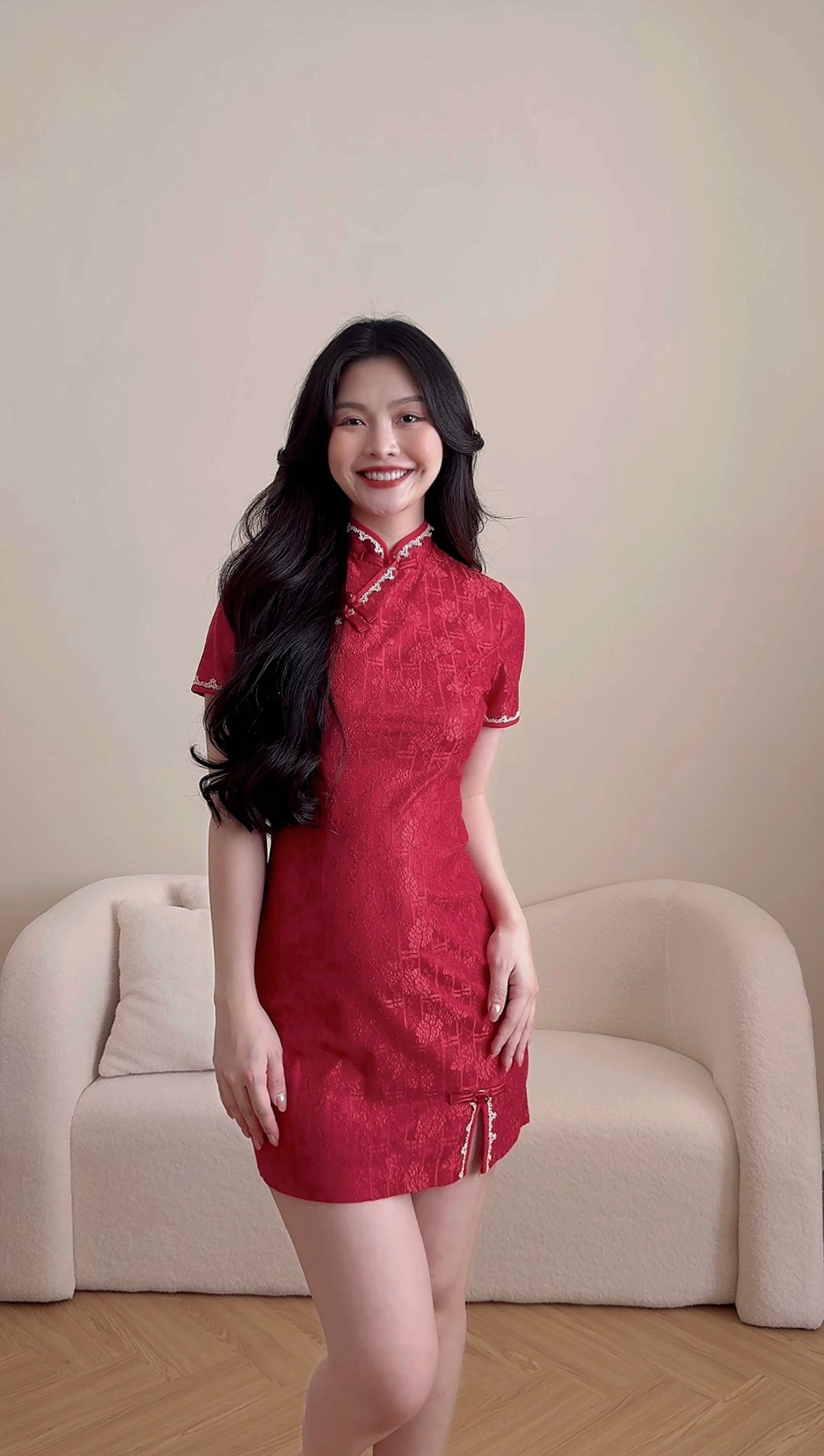 MERLOT ALLURE LACE CHEONGSAM