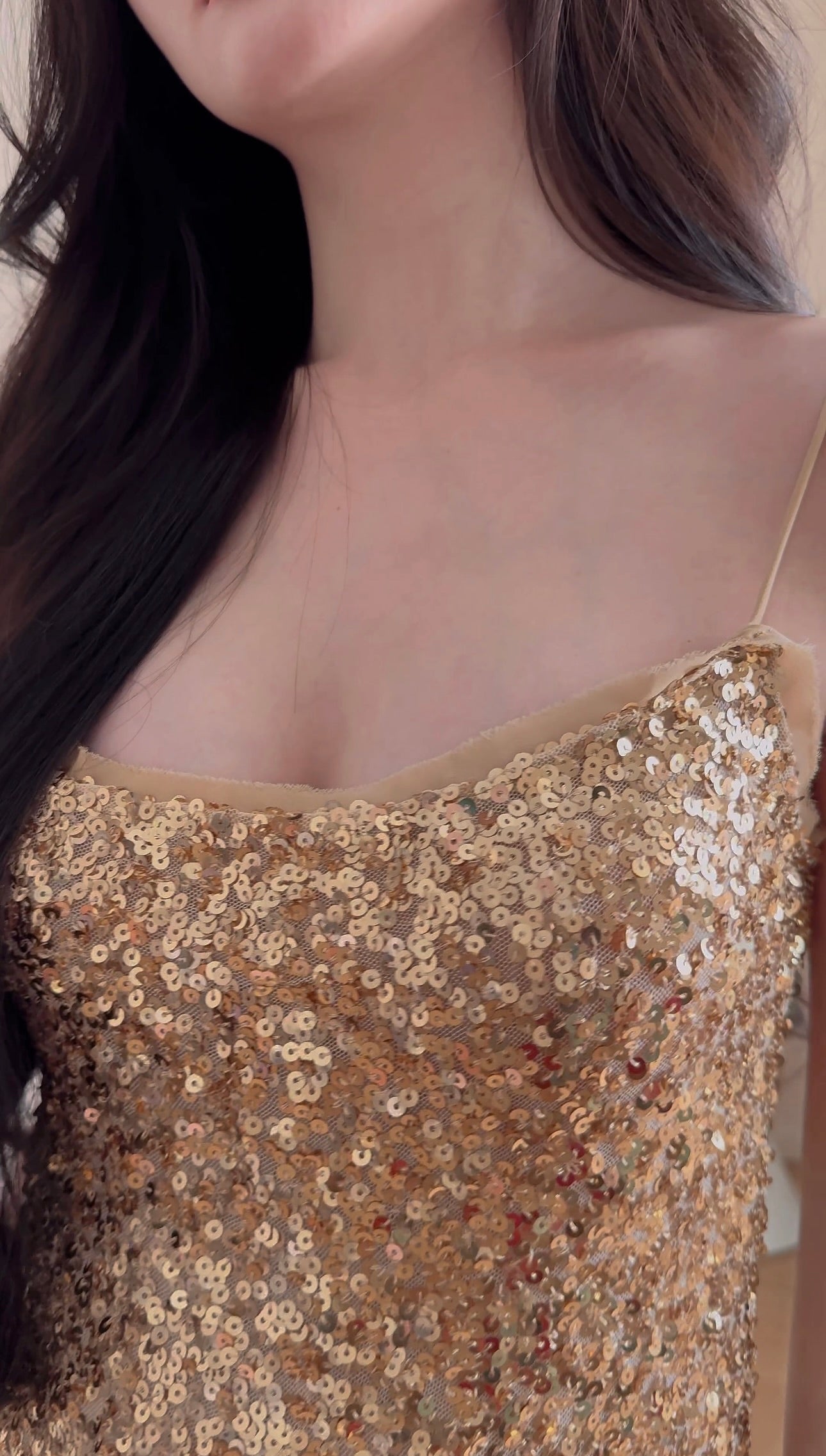 GOLD SEQUINS LONG DRESS