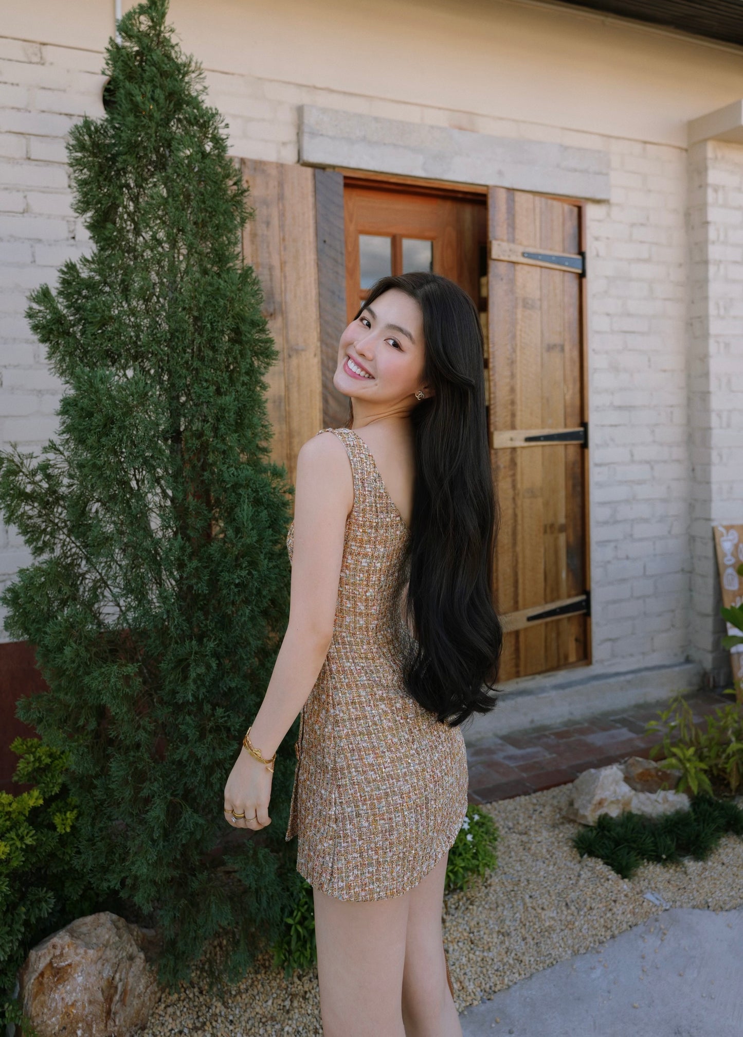 LUXURY GOLD CHANEL-INSPIRED MINI DRESS