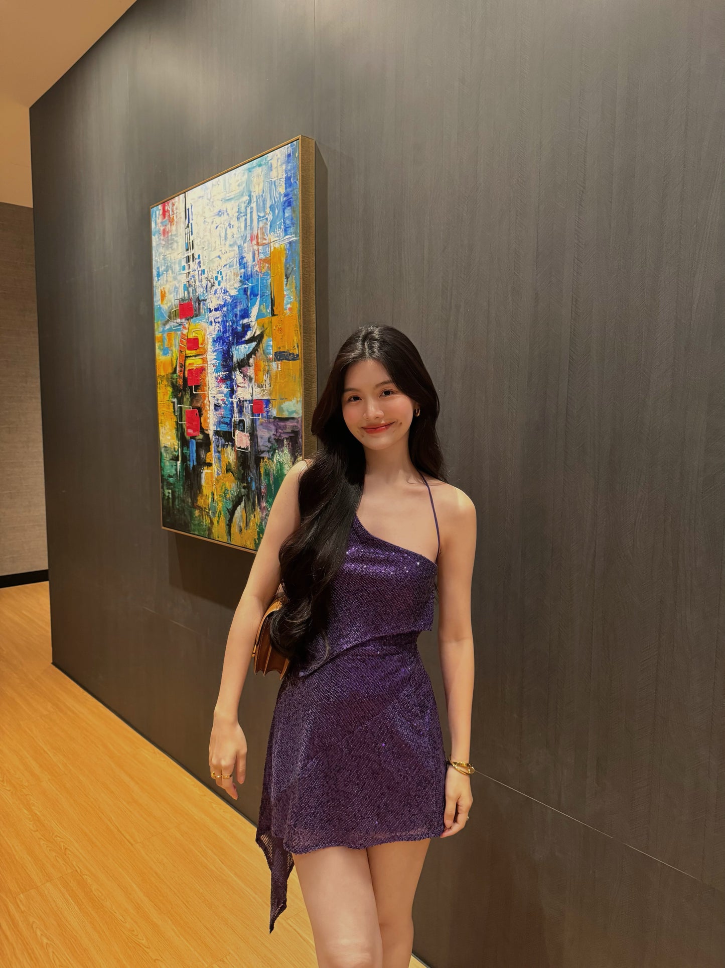 BACKLESS PURPLE SEQUINS MINI DRESS