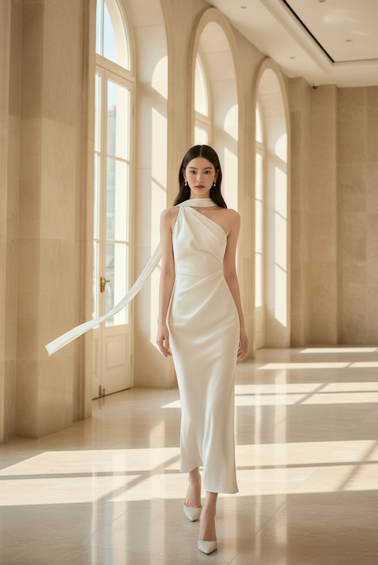 IVORY SATIN MAXI DRESS
