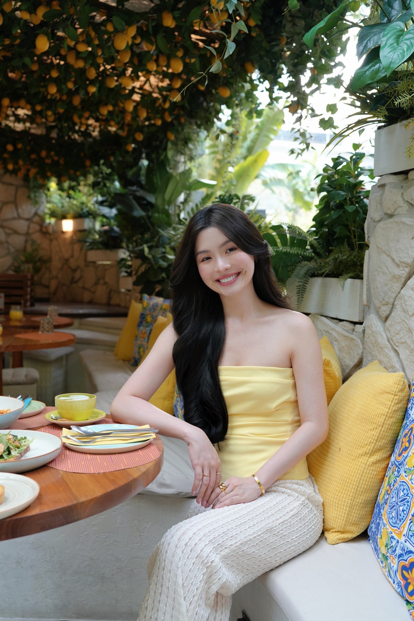LEMON YELLOW ASYMMETRIC STRAPLESS TOP