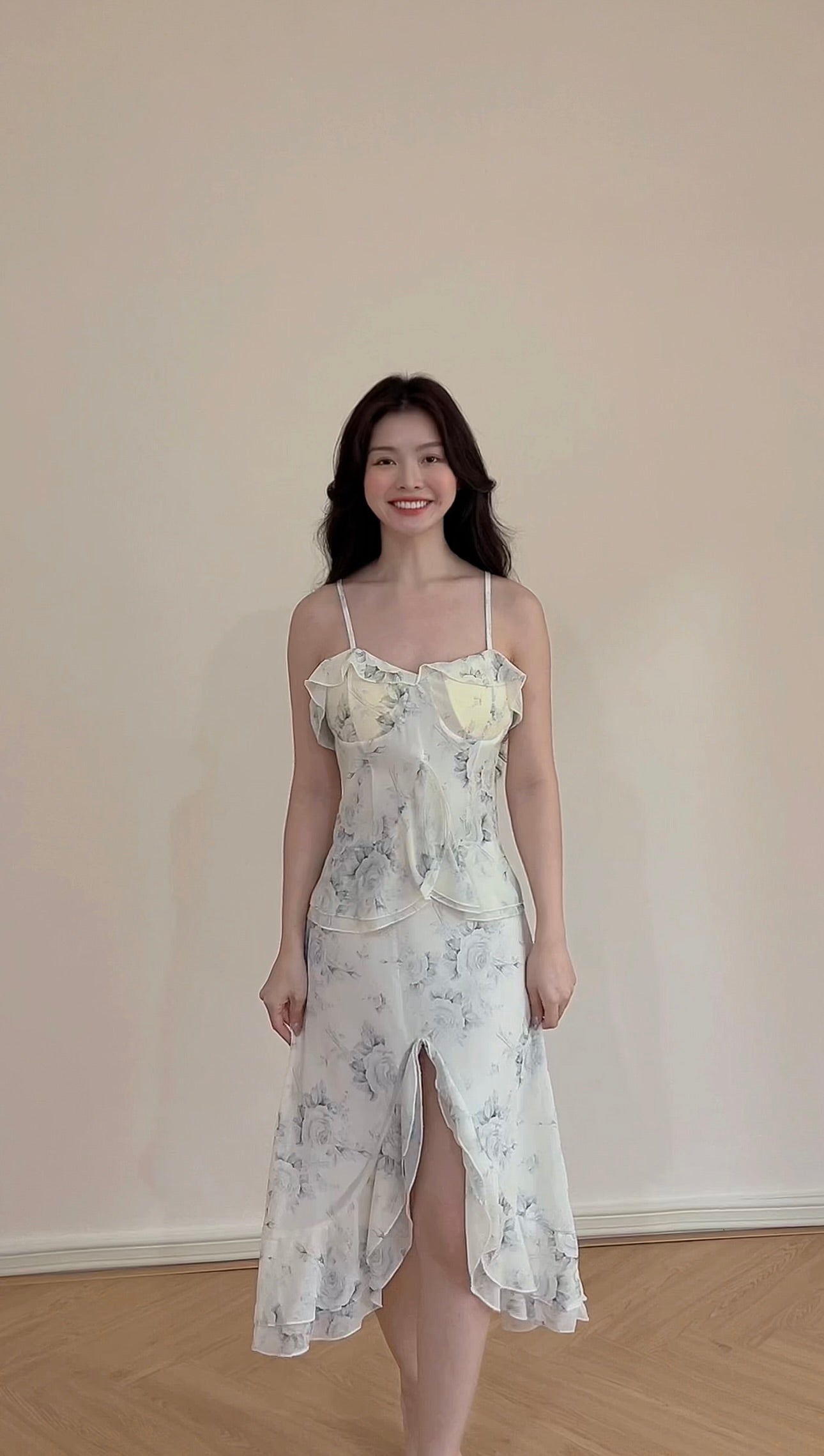 CHIFFON MIDI SLIP DRESS