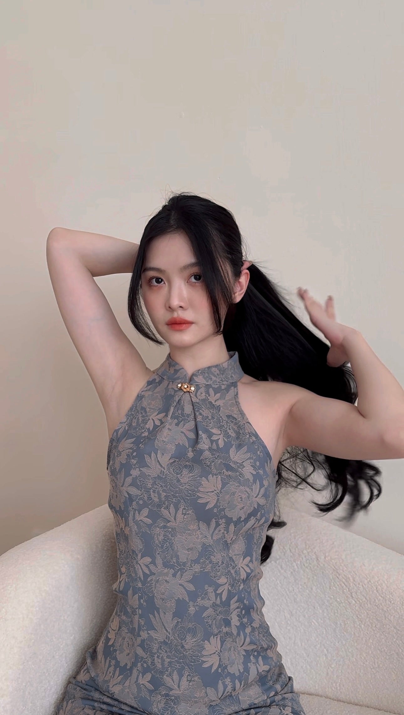 ELEGANT FLORAL PRINTED CHEONGSAM