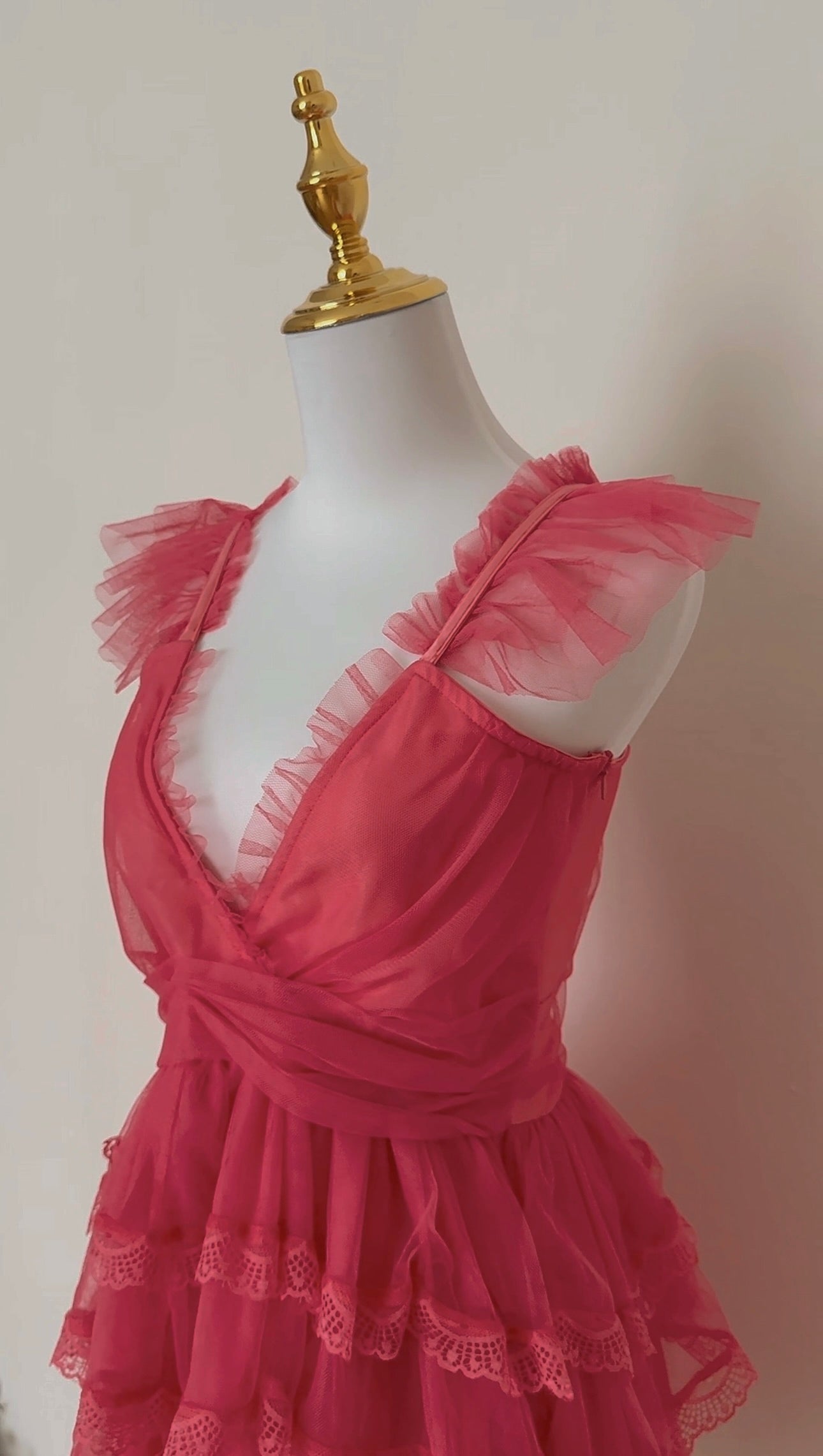 ROSE-RED MESH DRESS