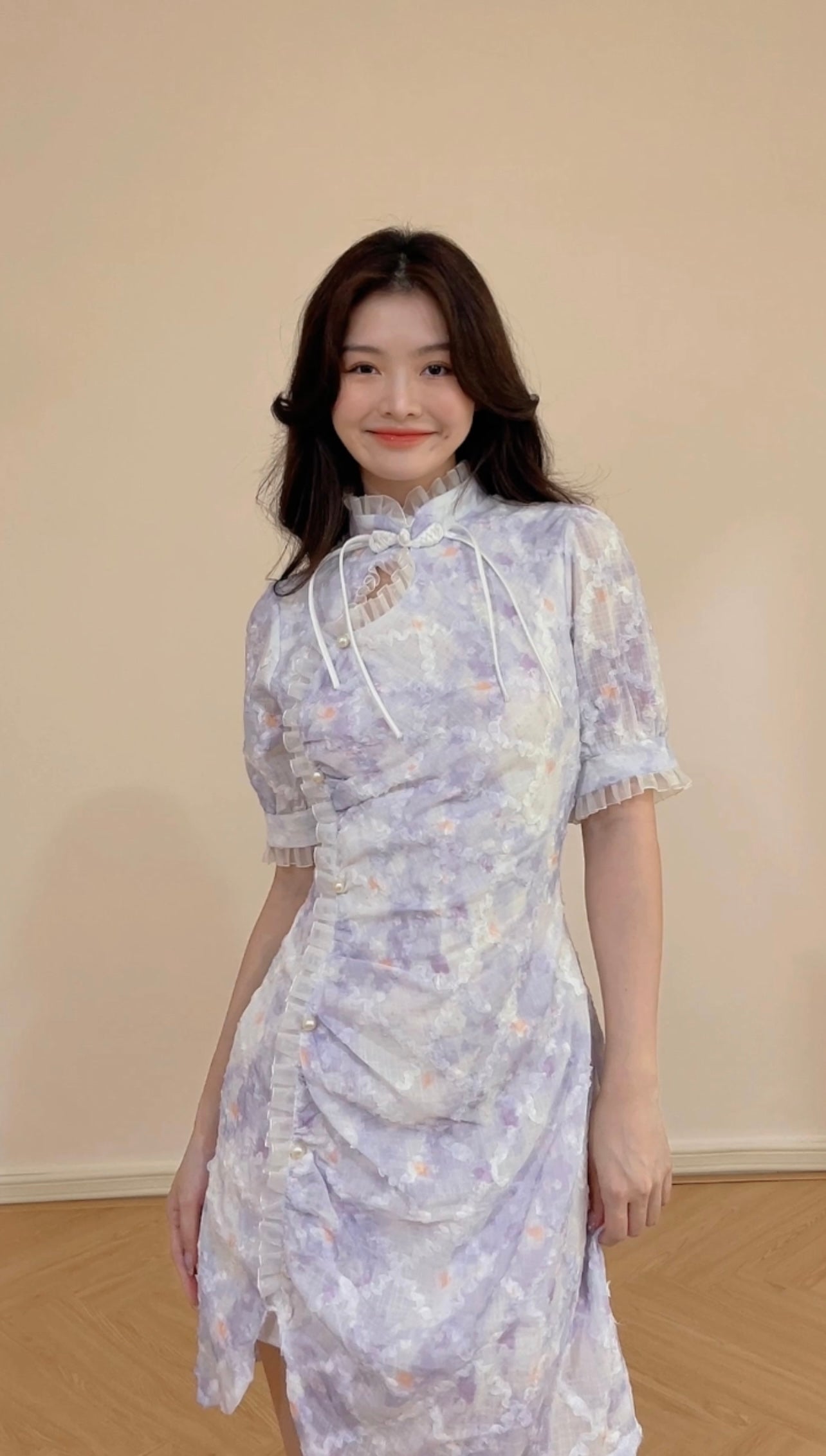 PEARL PURPLE LACE CHEONGSAM