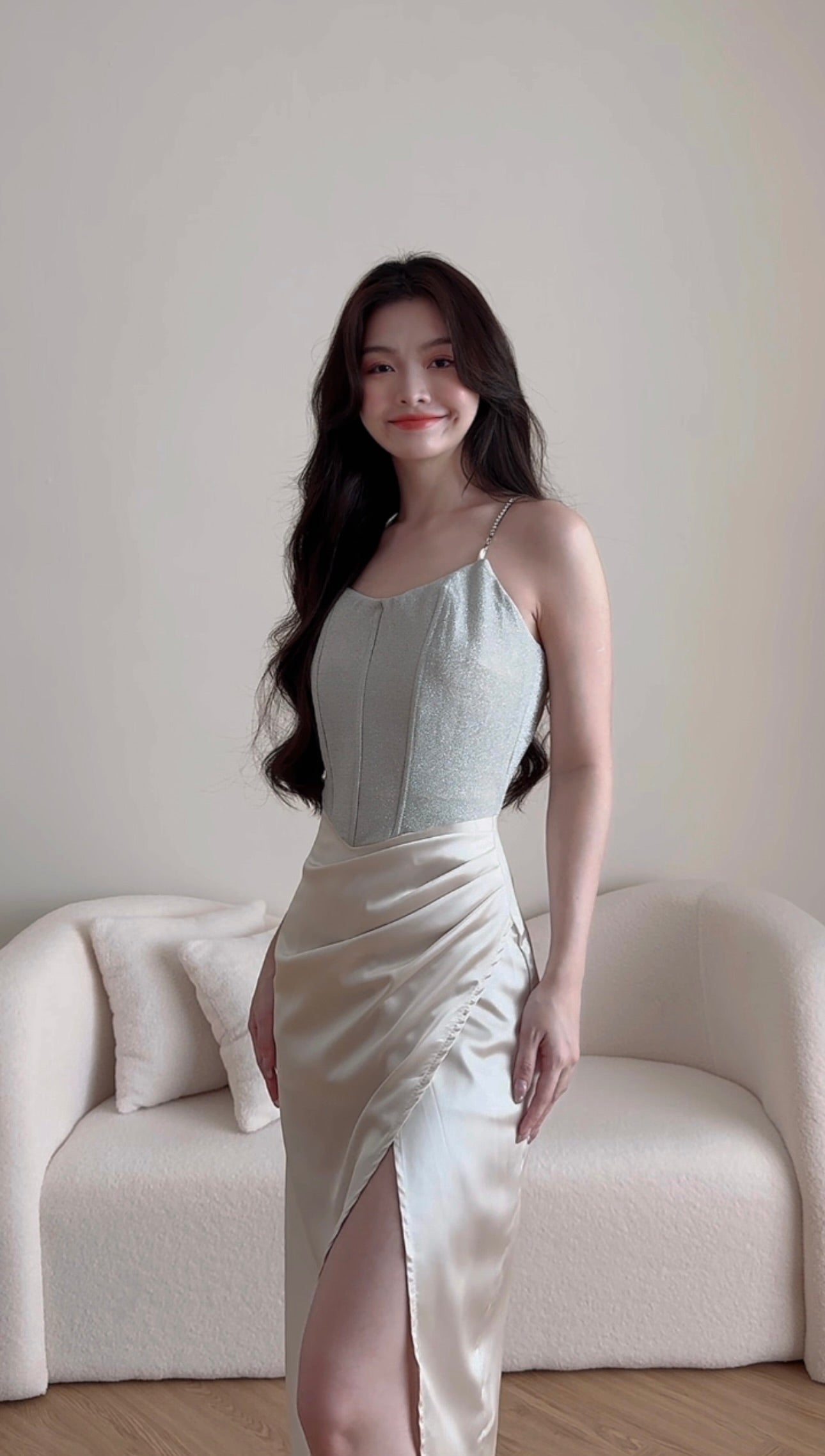 CHAMPAGNE&SILVER SPARKLY DINNER DRESS