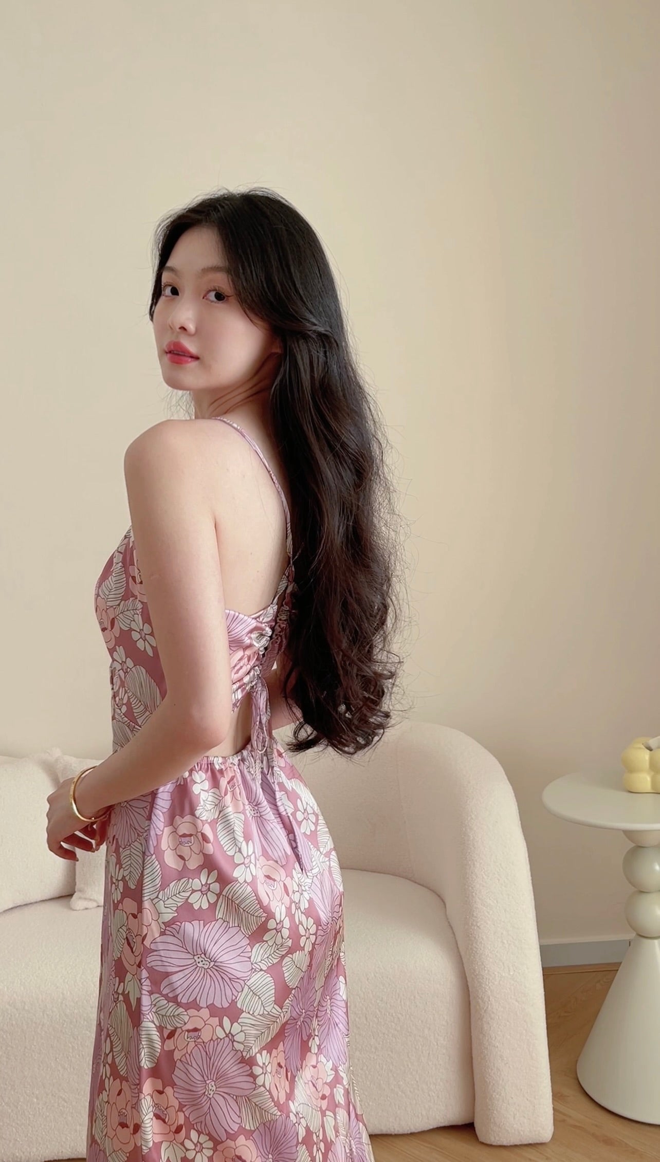 ELEGANT FLORAL PRINT LONG DRESS