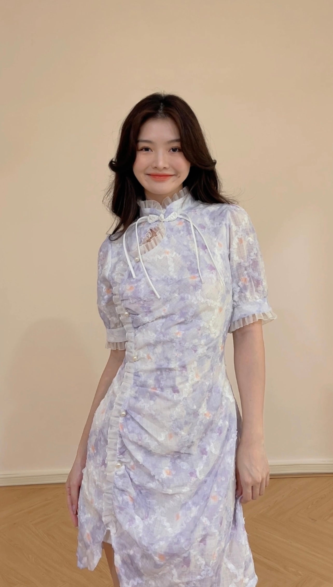 PEARL PURPLE LACE CHEONGSAM