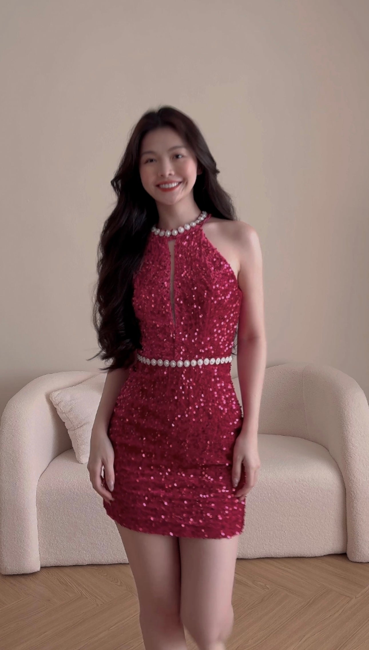 ROSE RED SEQUINNED DRESS
