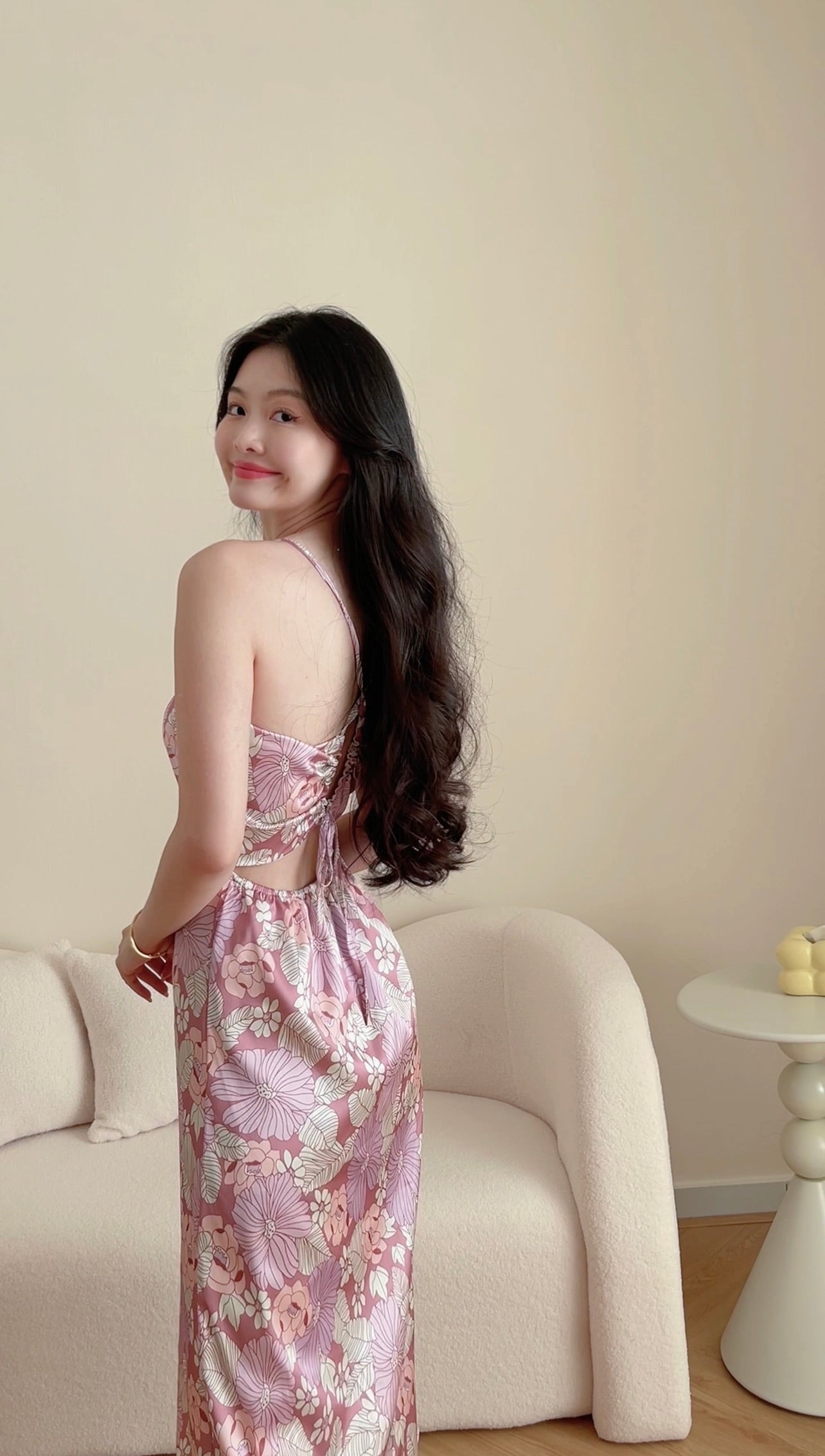 ELEGANT FLORAL PRINT LONG DRESS