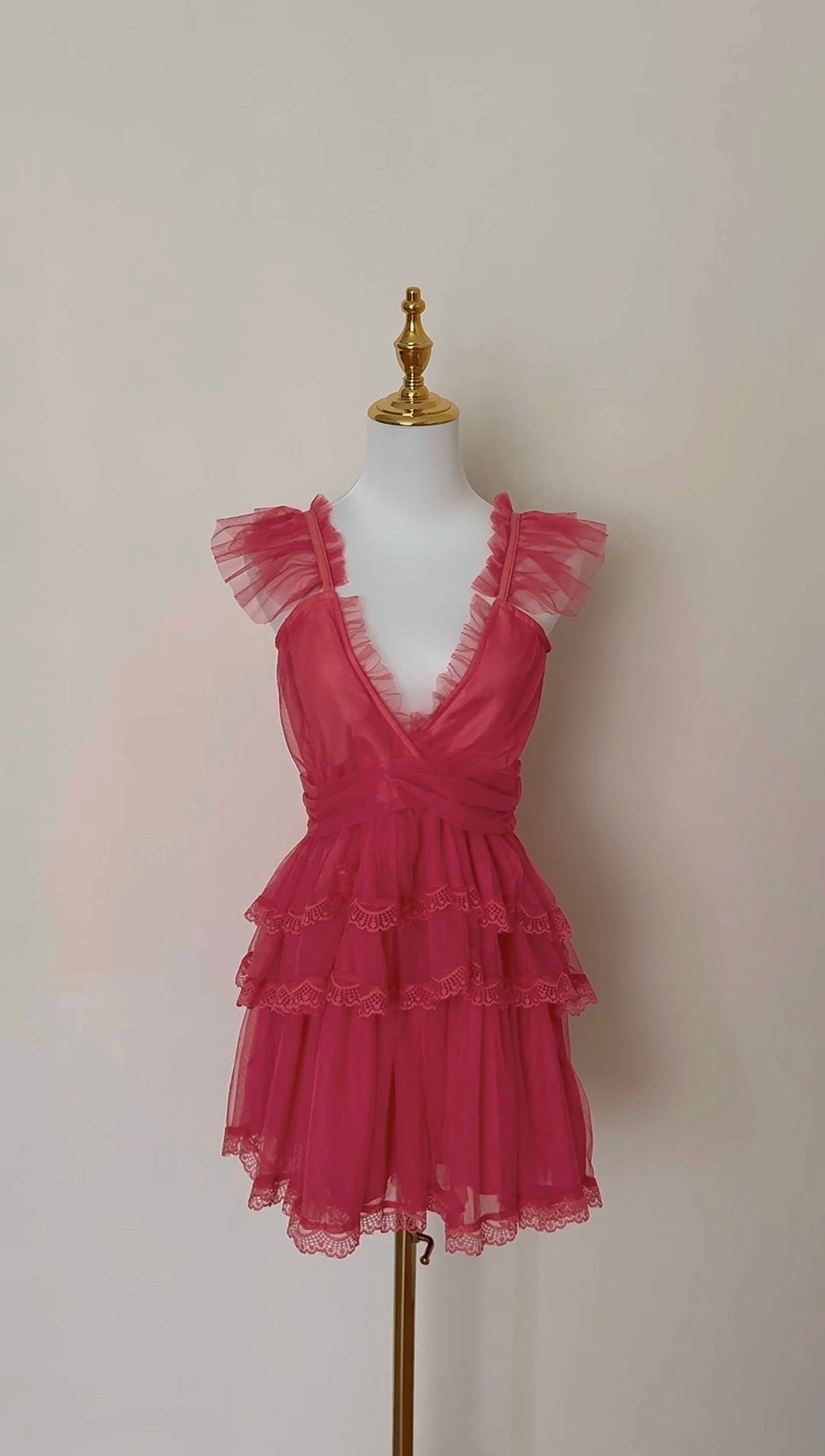 ROSE-RED MESH DRESS