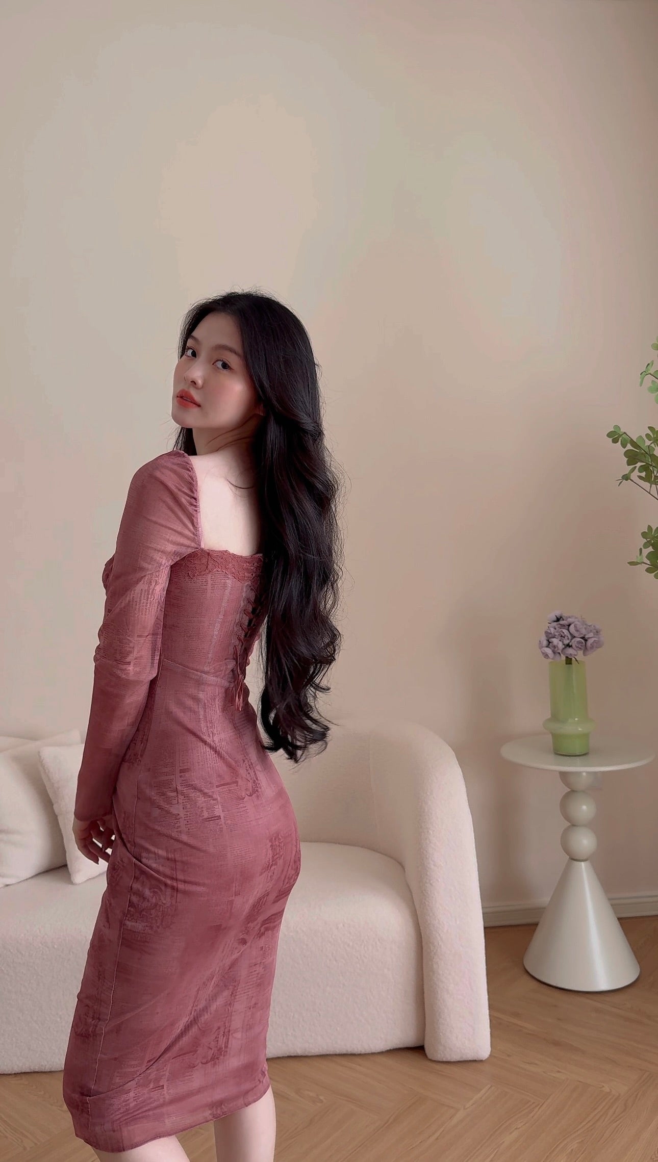 BRICK RED MIDI DRESS