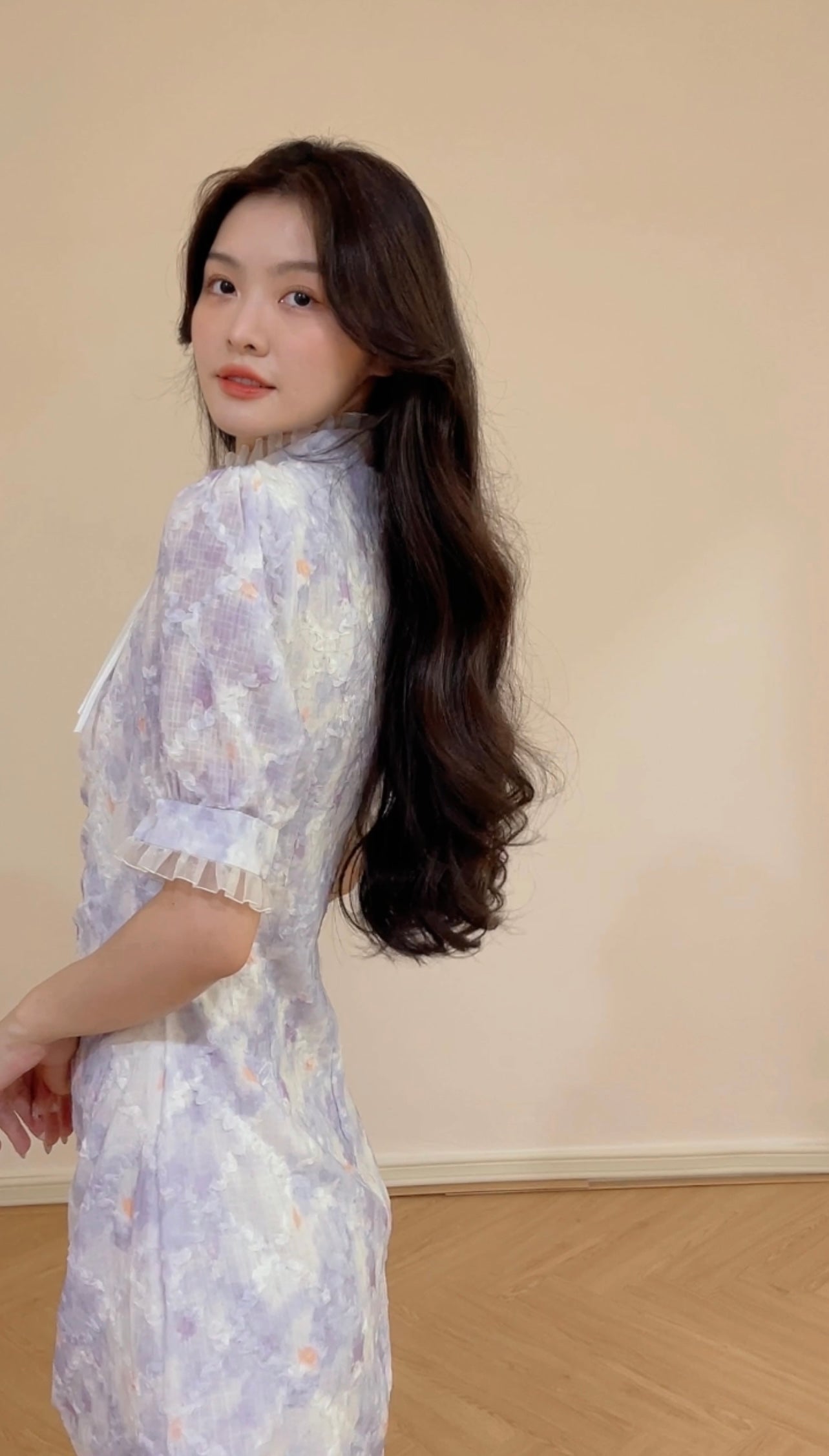 PEARL PURPLE LACE CHEONGSAM