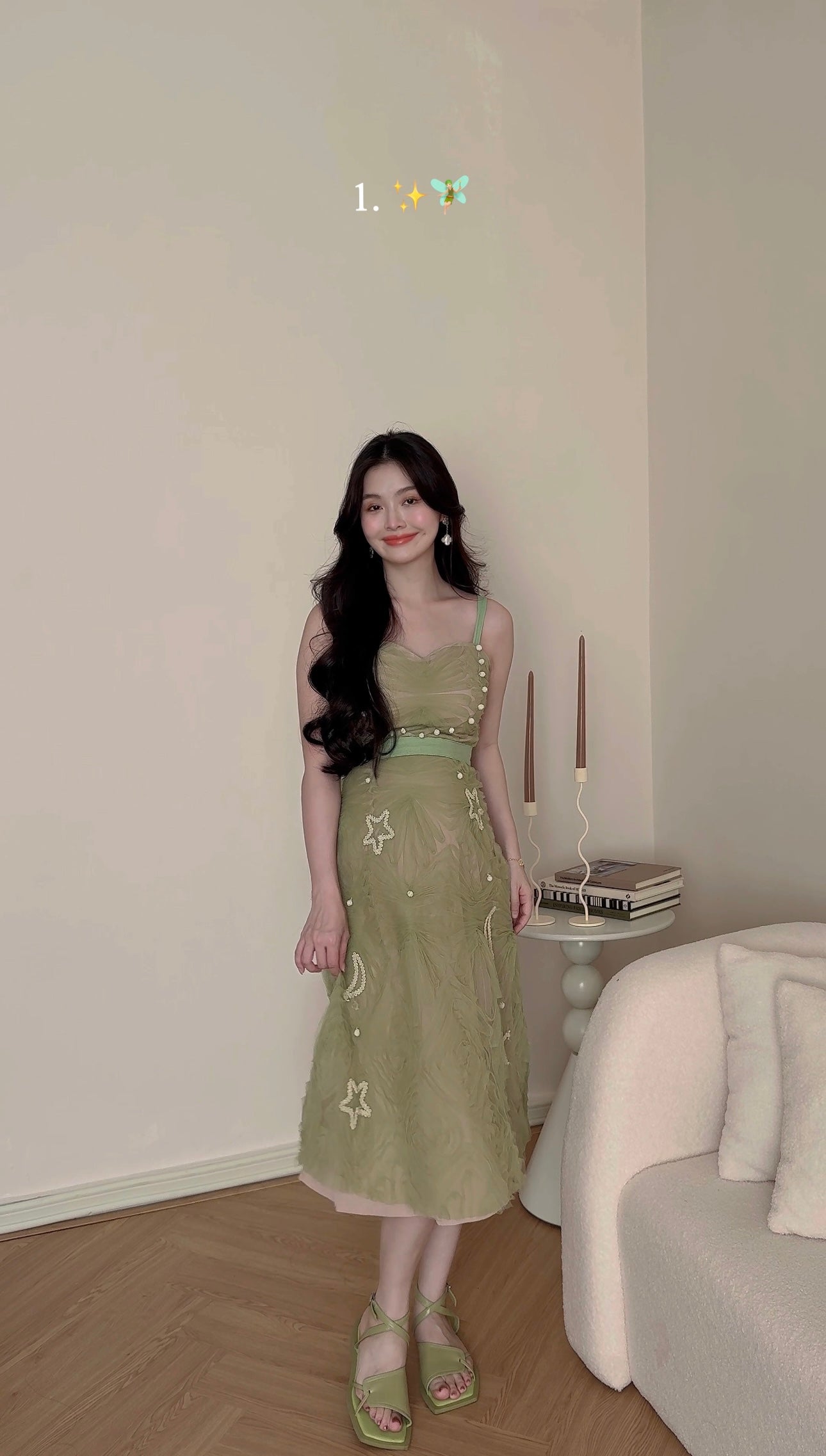 FAIRY GREEN LACE MIDI DRESS Seocyc FAIRY GREEN LACE MIDI DRESS Seocyc