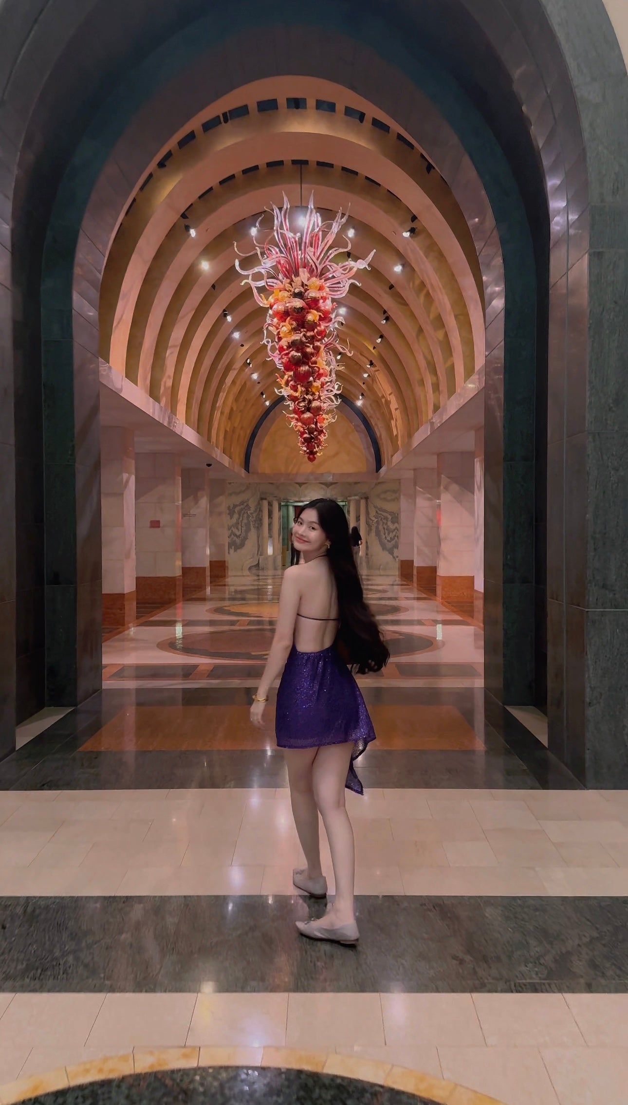 BACKLESS PURPLE SEQUINS MINI DRESS