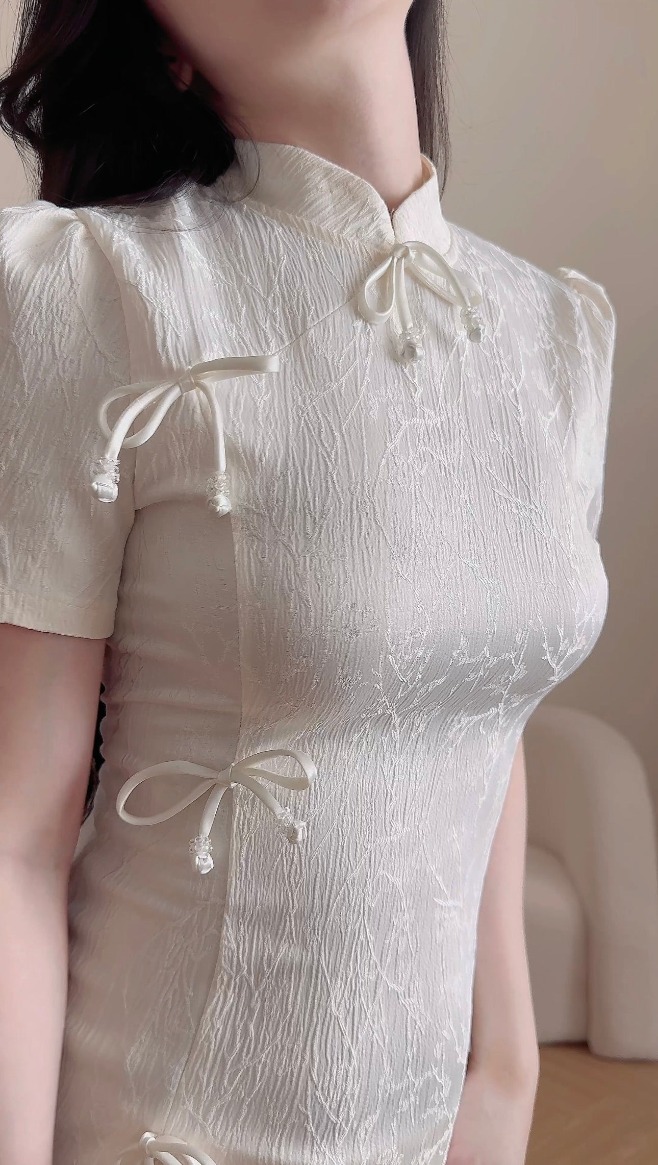 IVORY TWO-PIECE CHEONGSAM SET 素白如雪