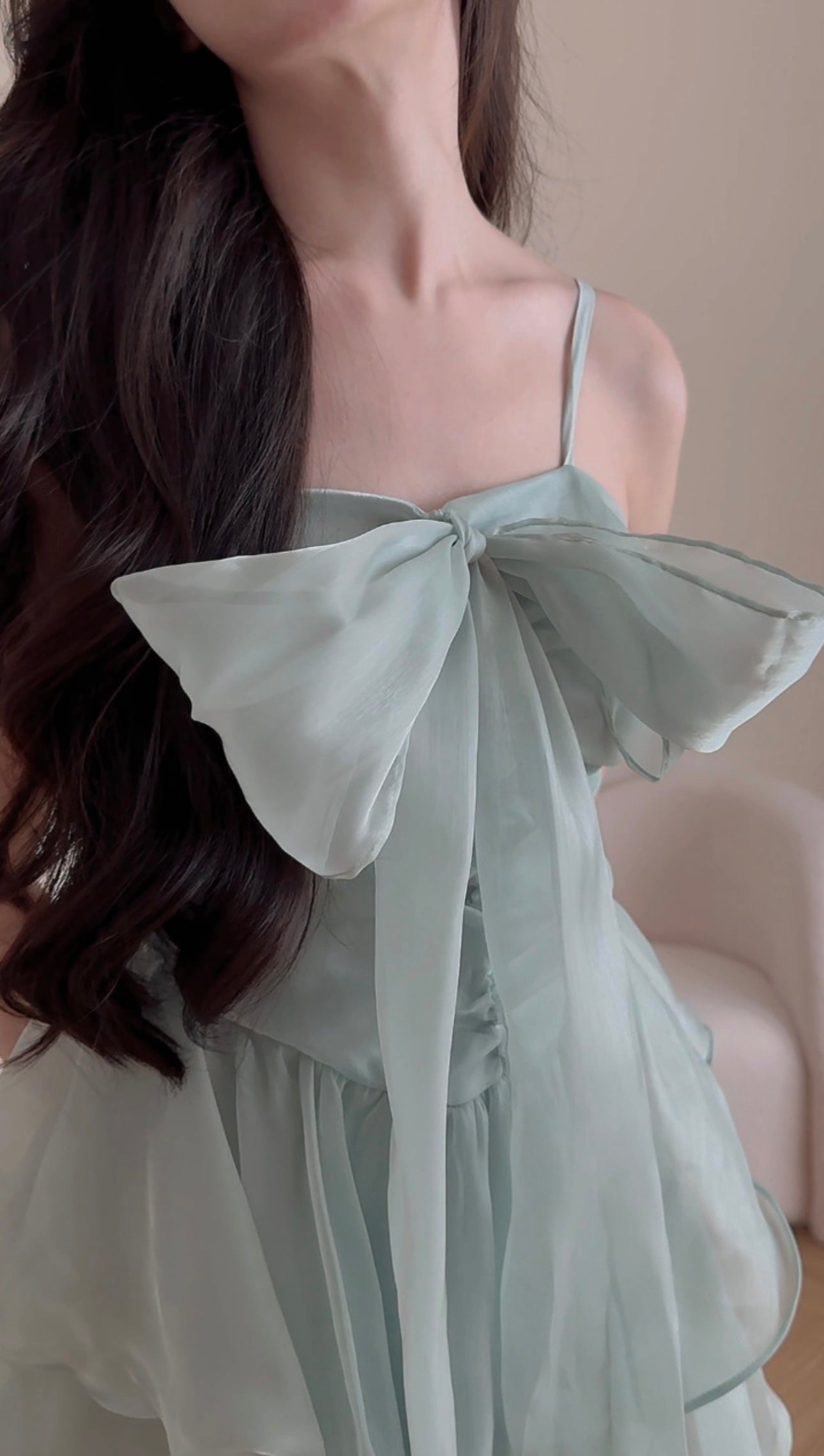 MESH LIGHT GREEN MINI DRESS