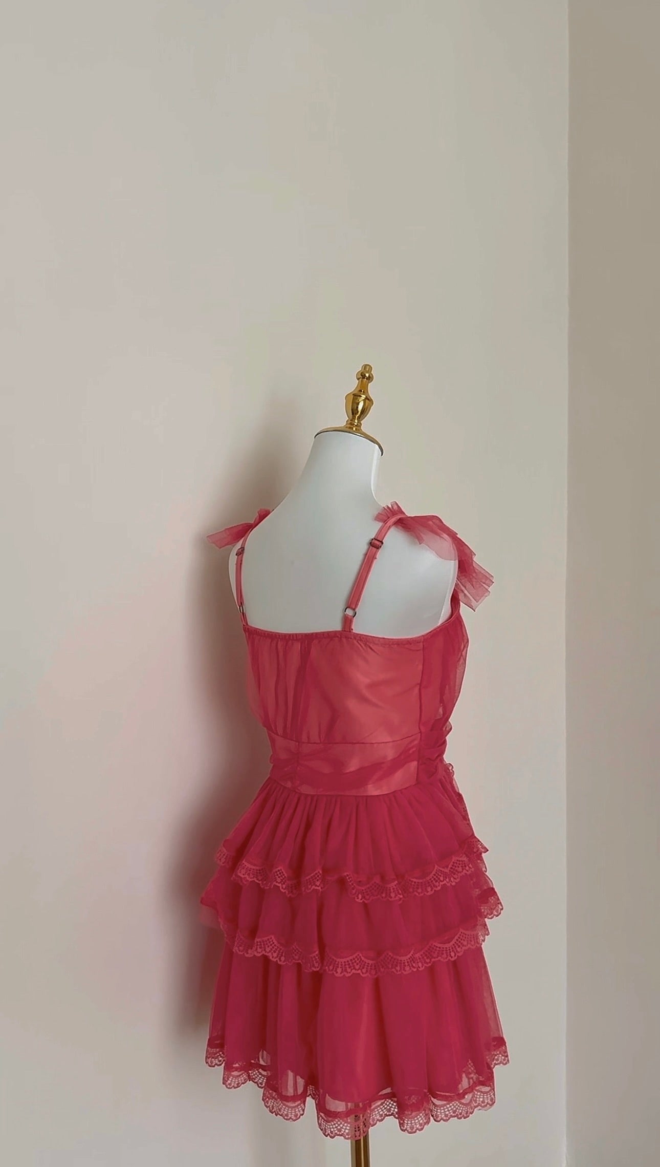 ROSE-RED MESH DRESS
