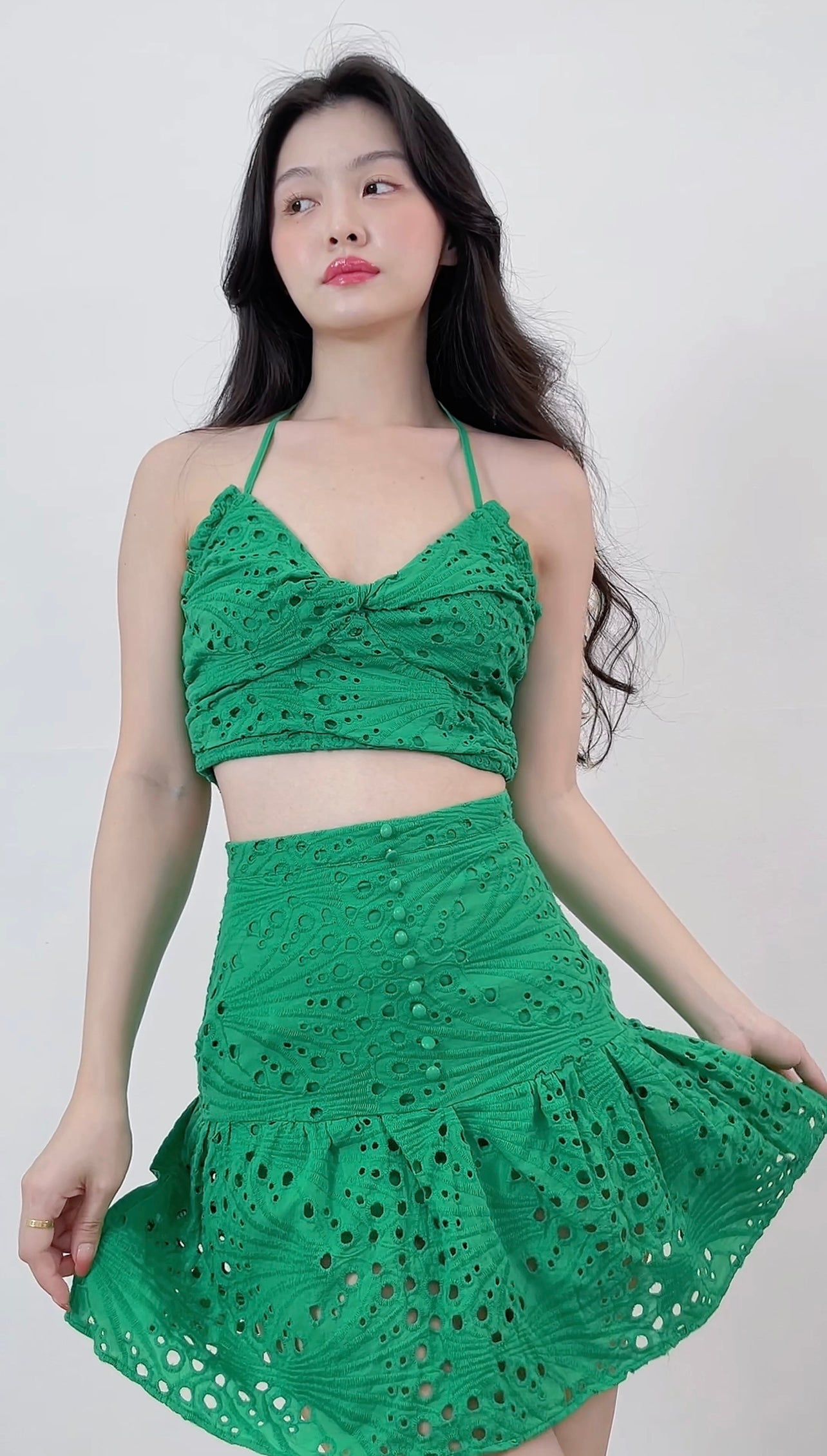HALTER NECK TWO PIECE SET TOP&SKIRT