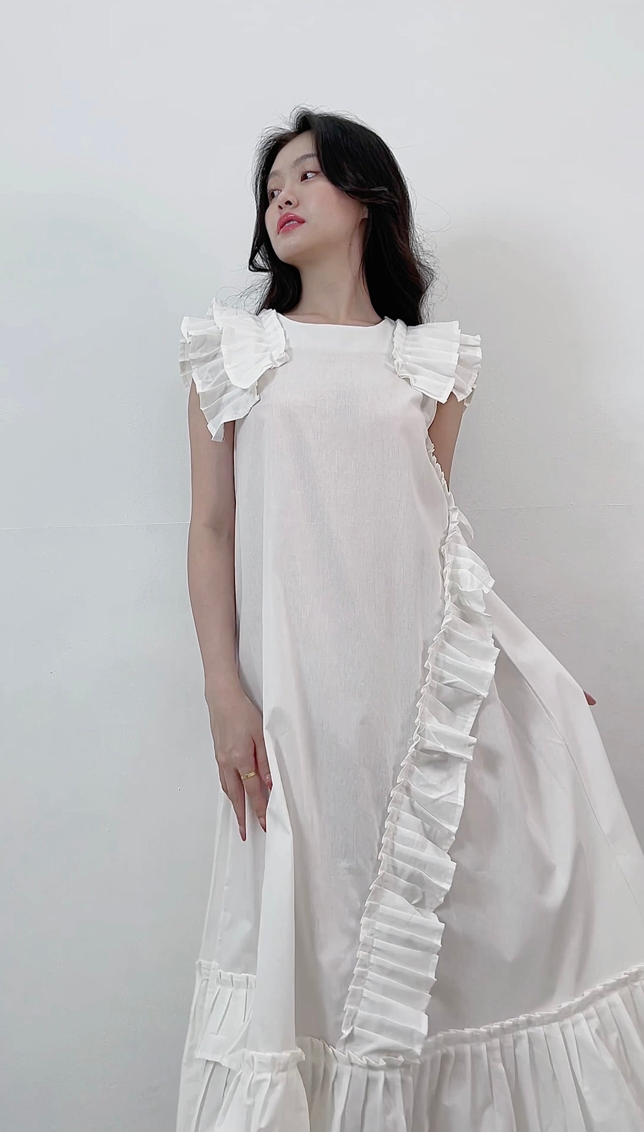 KOREA WHITE LONG DRESS