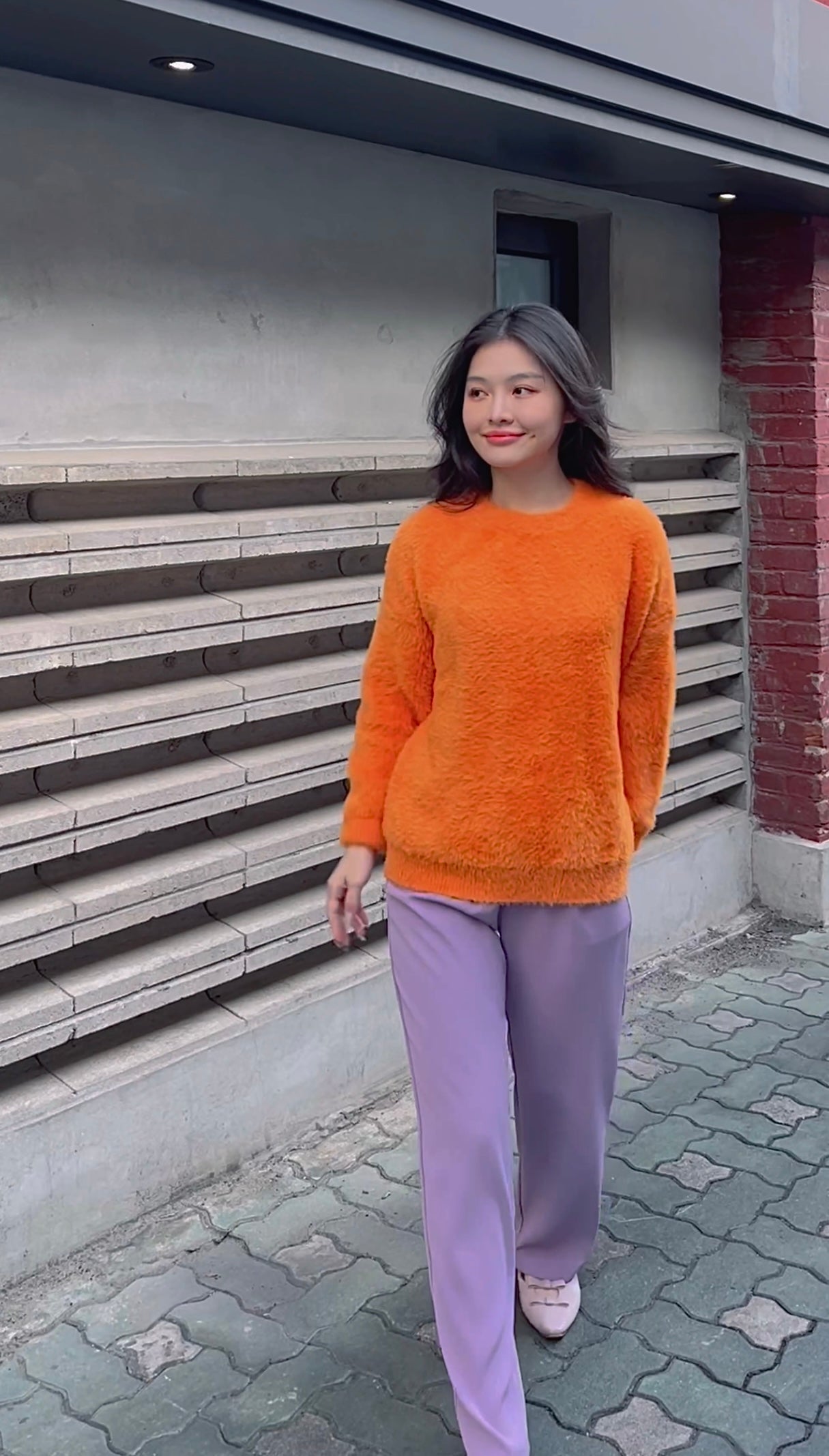 KOREA ORANGE FLUFFY SWEATER