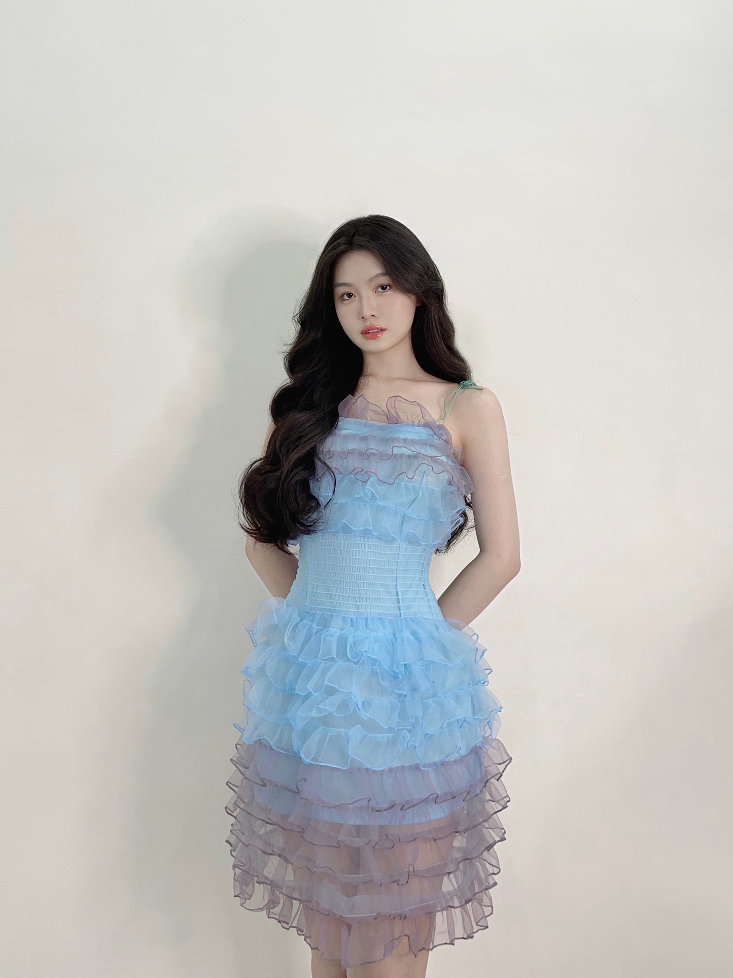 RUFFLED GRADIENT DRESS
