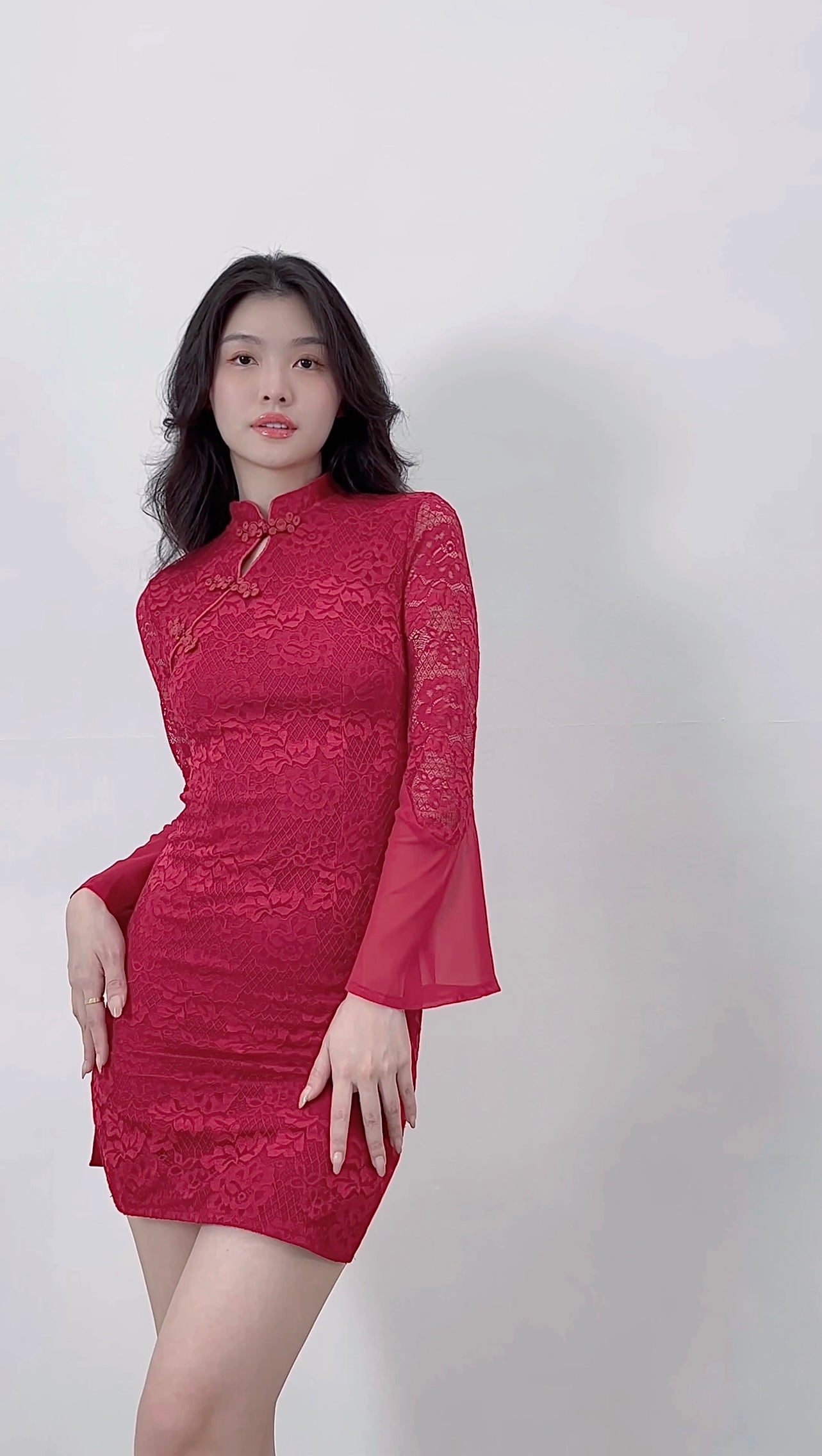 RED LACE CHEONGSAM