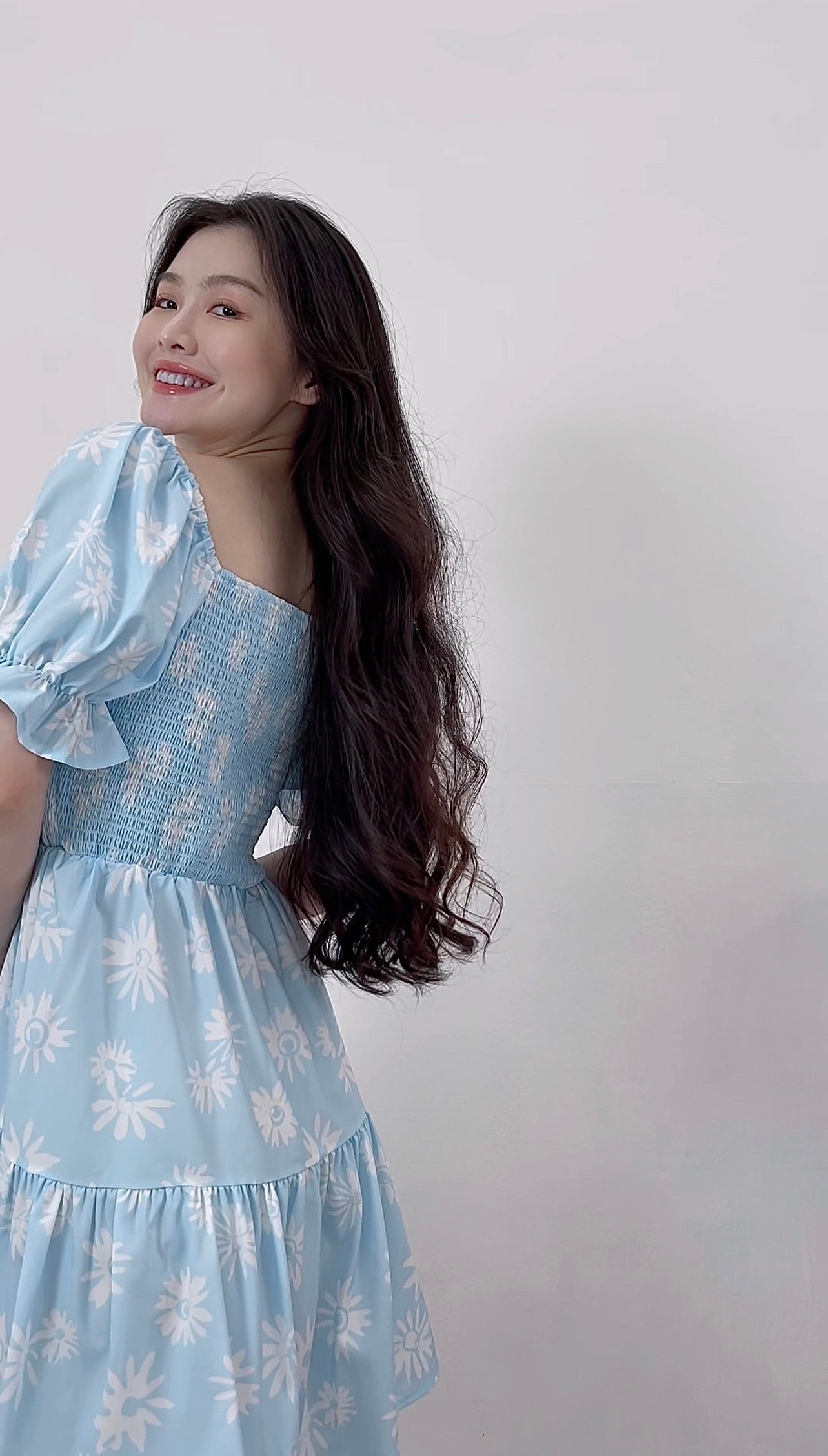 SKY BLUE MINI FLORAL DRESS