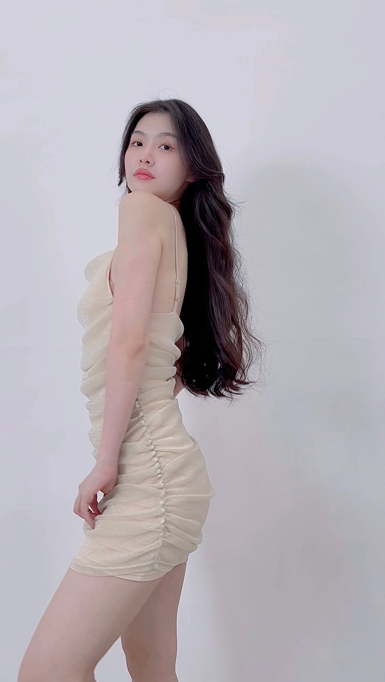 KOREA CREAM MESH DRESS