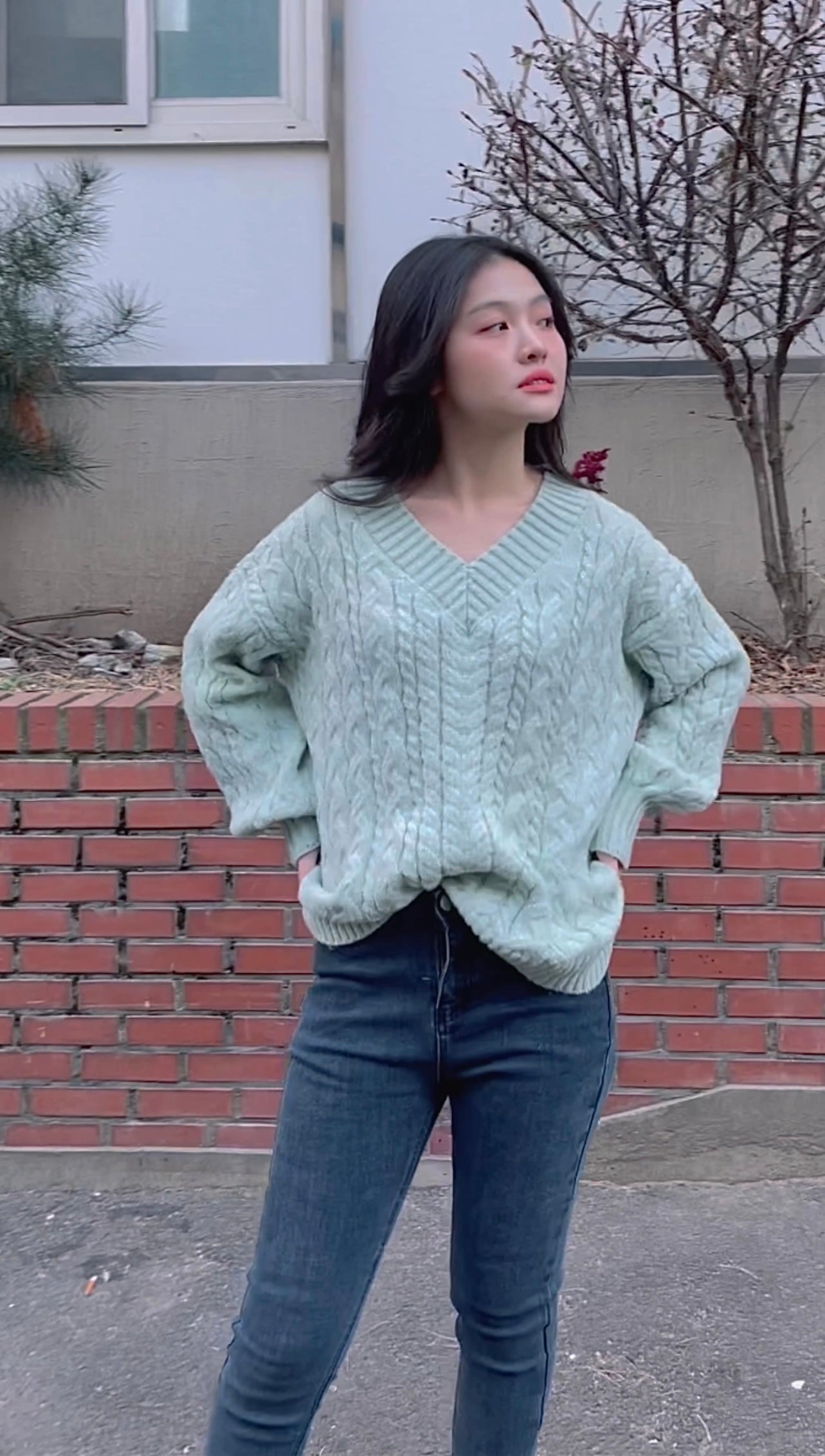 MINT GREEN TWIST KNIT SWEATER