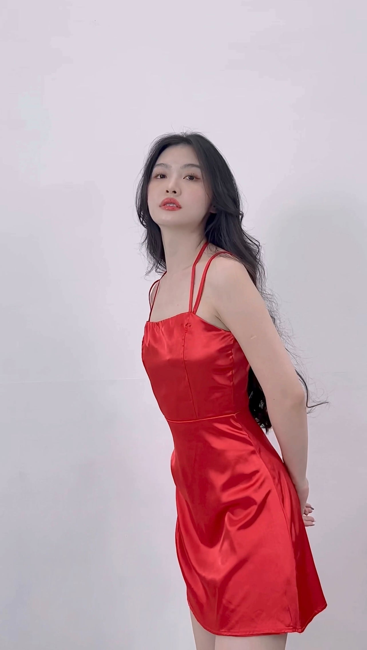 SATIN RED DRESS