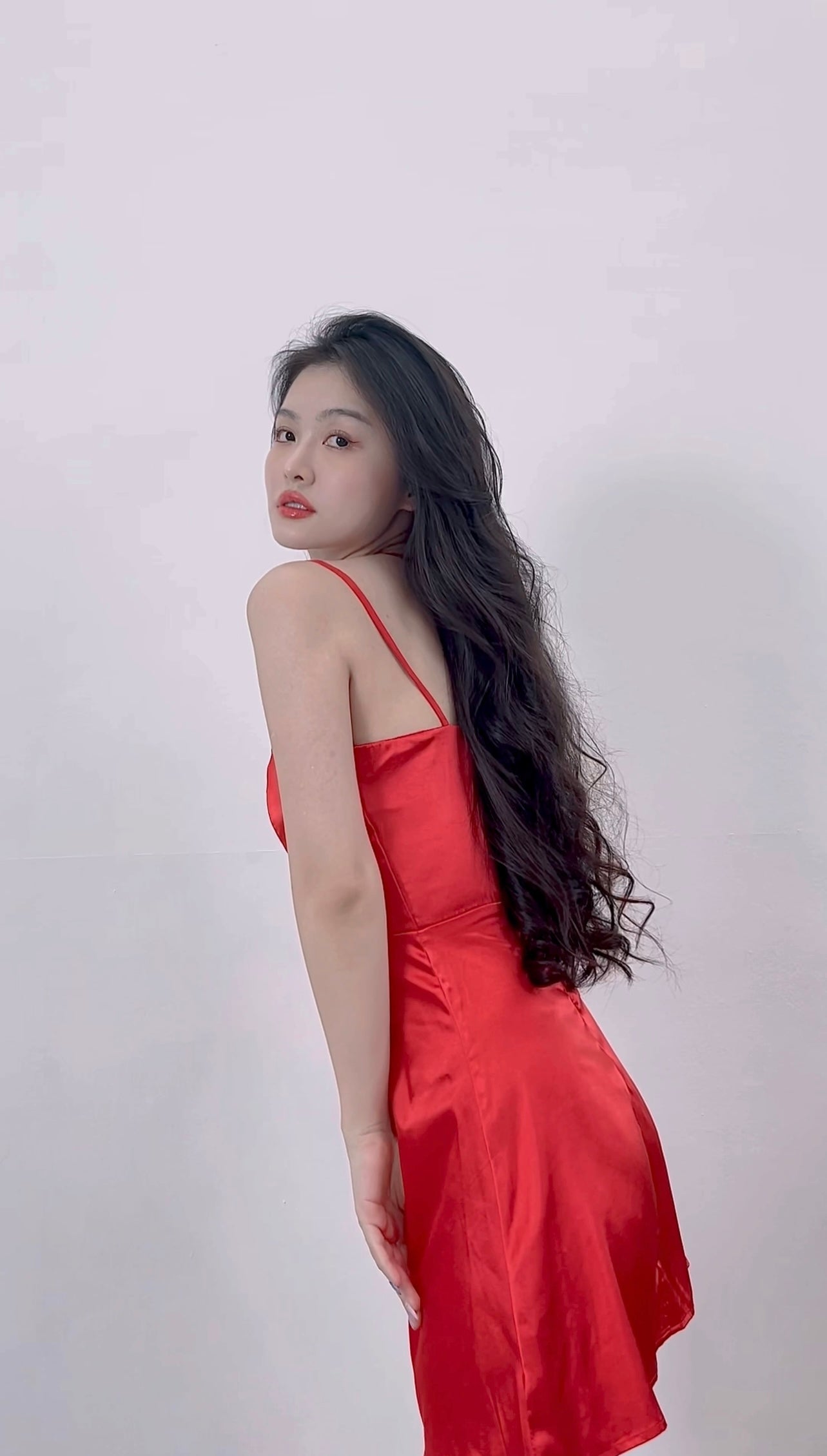 SATIN RED DRESS