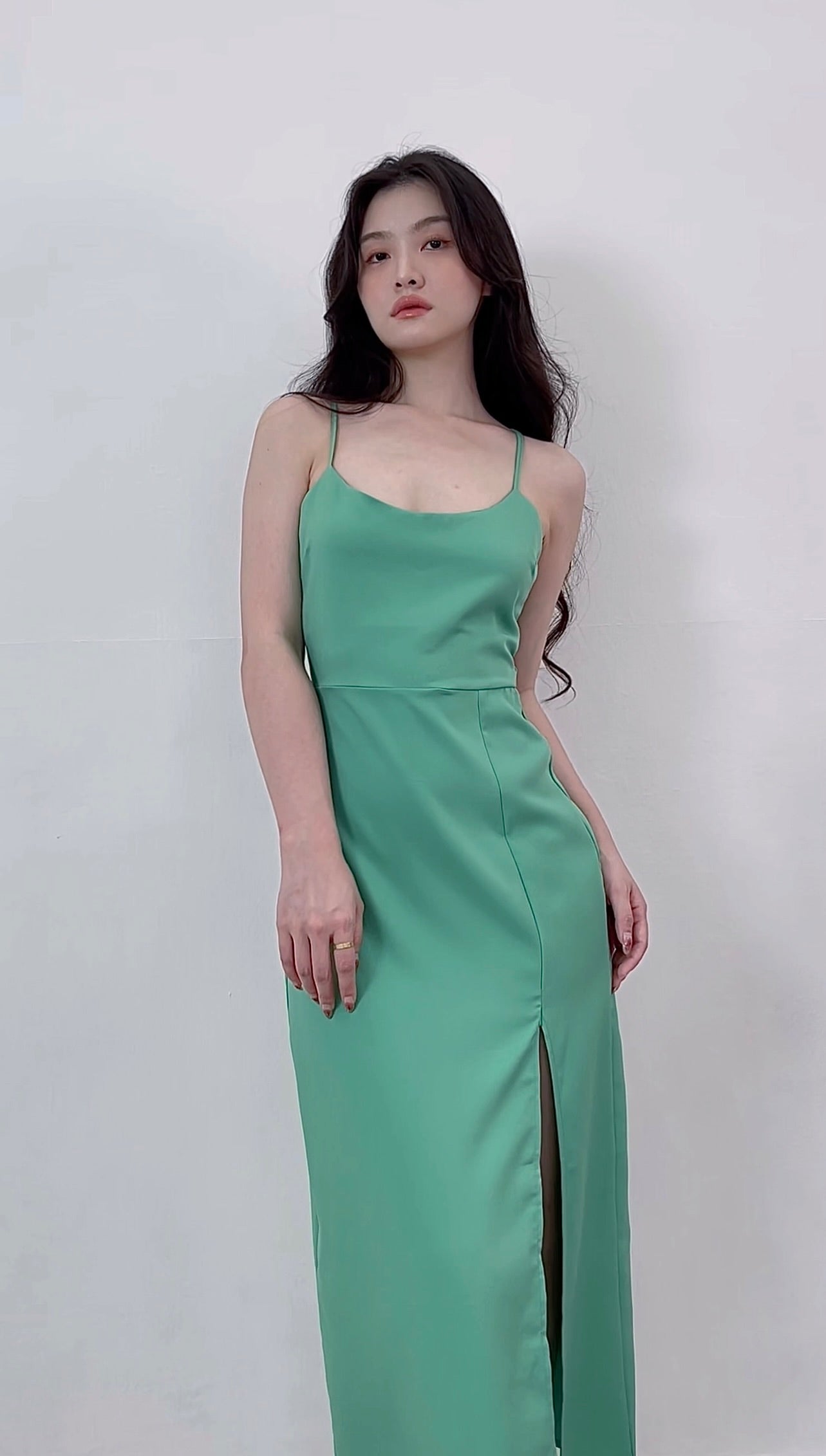 CRISS CROSS TIFFANY GREEN LONG DRESS